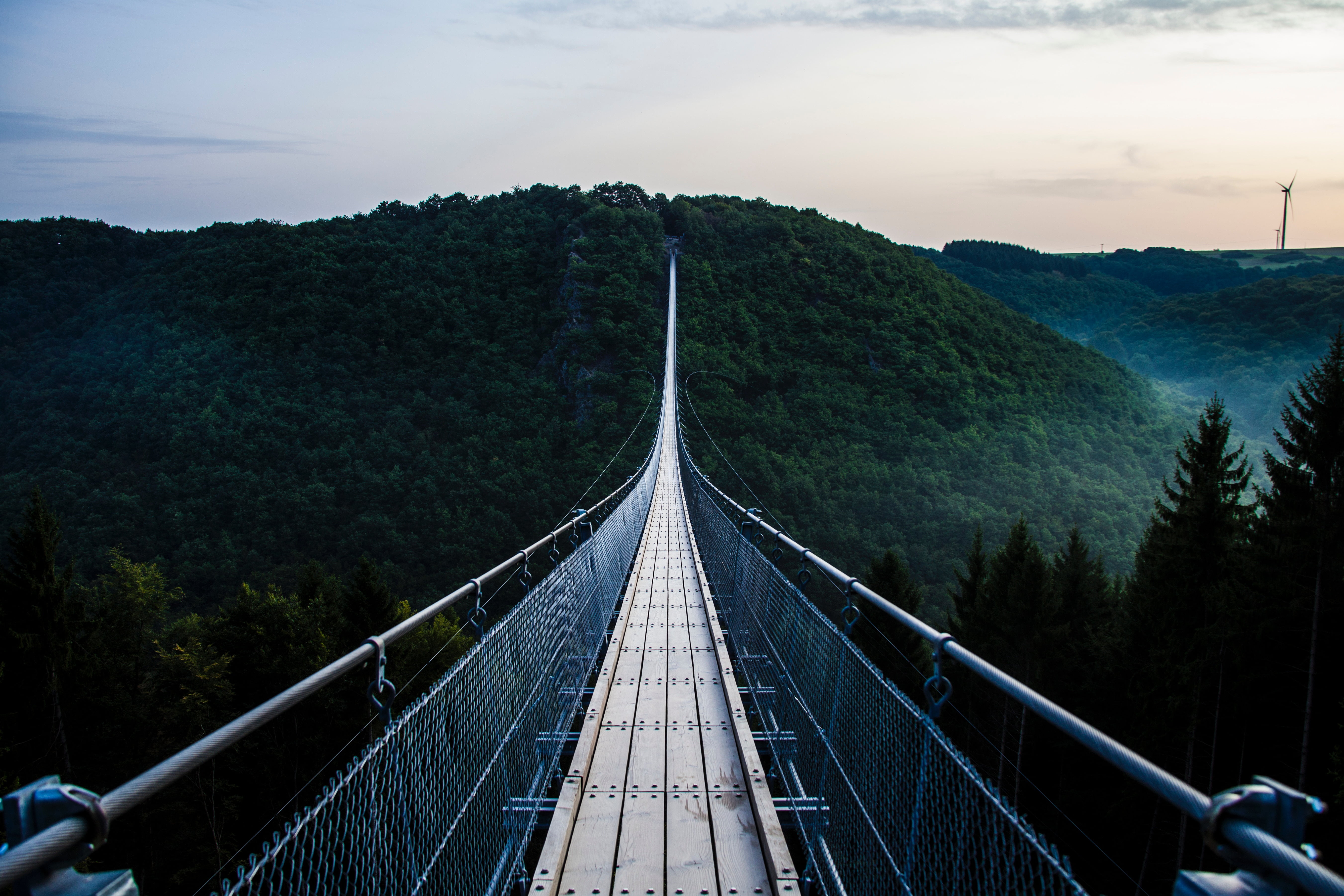 transportation, summer, suspension Bridge, bridge - Man Made Structure, uSA, gray, rope, mountain, hanging, footbridge, the way forward, nature, sky, bridge - Vessel Part, HD Wallpaper