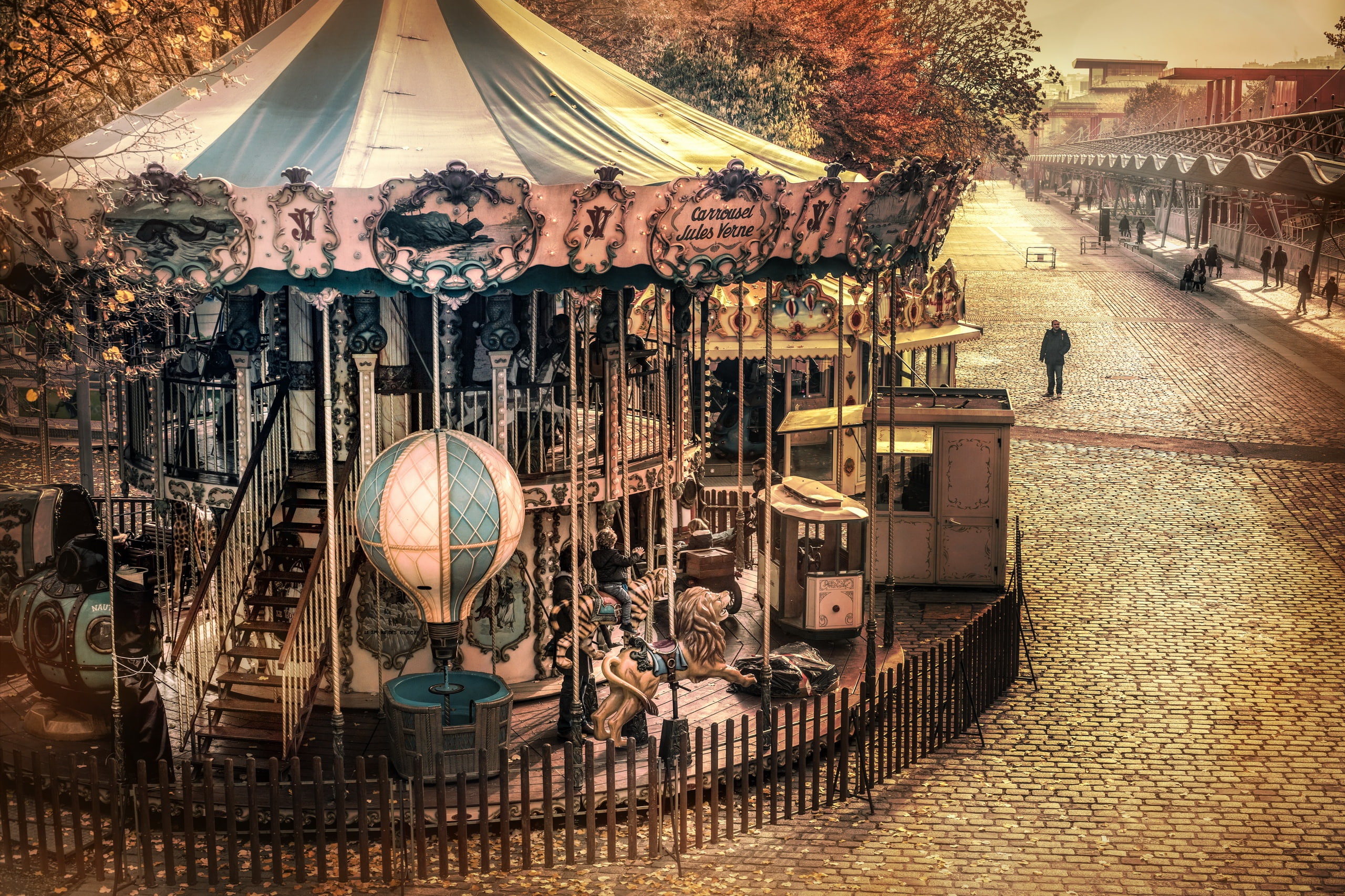 caroussel, 2K, Quartier de La Villette, Ile-de-France, Paris, HD Wallpaper