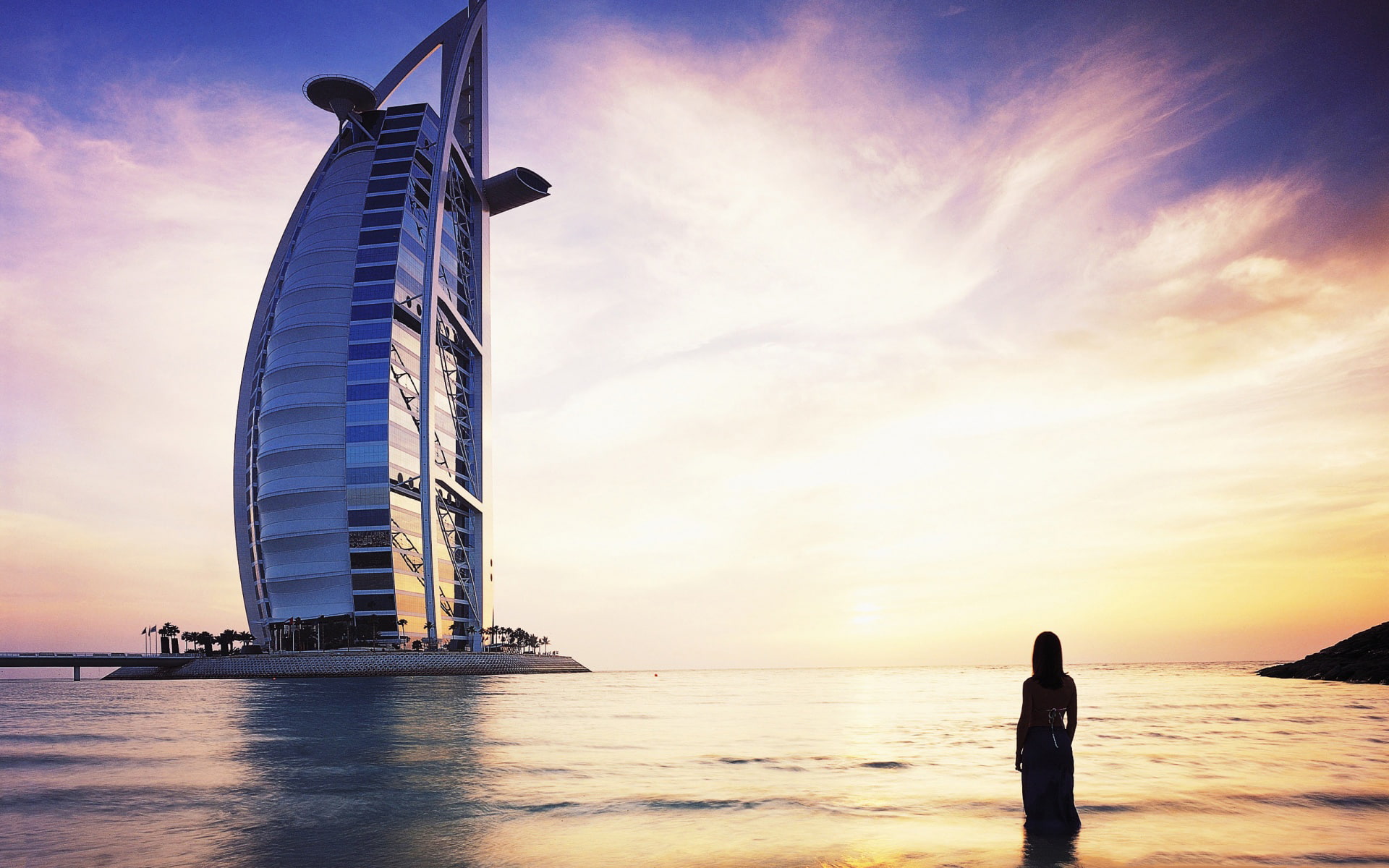 1080P, Dubai, GIRL, Burj al Arab, SAIL, the hotel, The BUILDING, HD Wallpaper