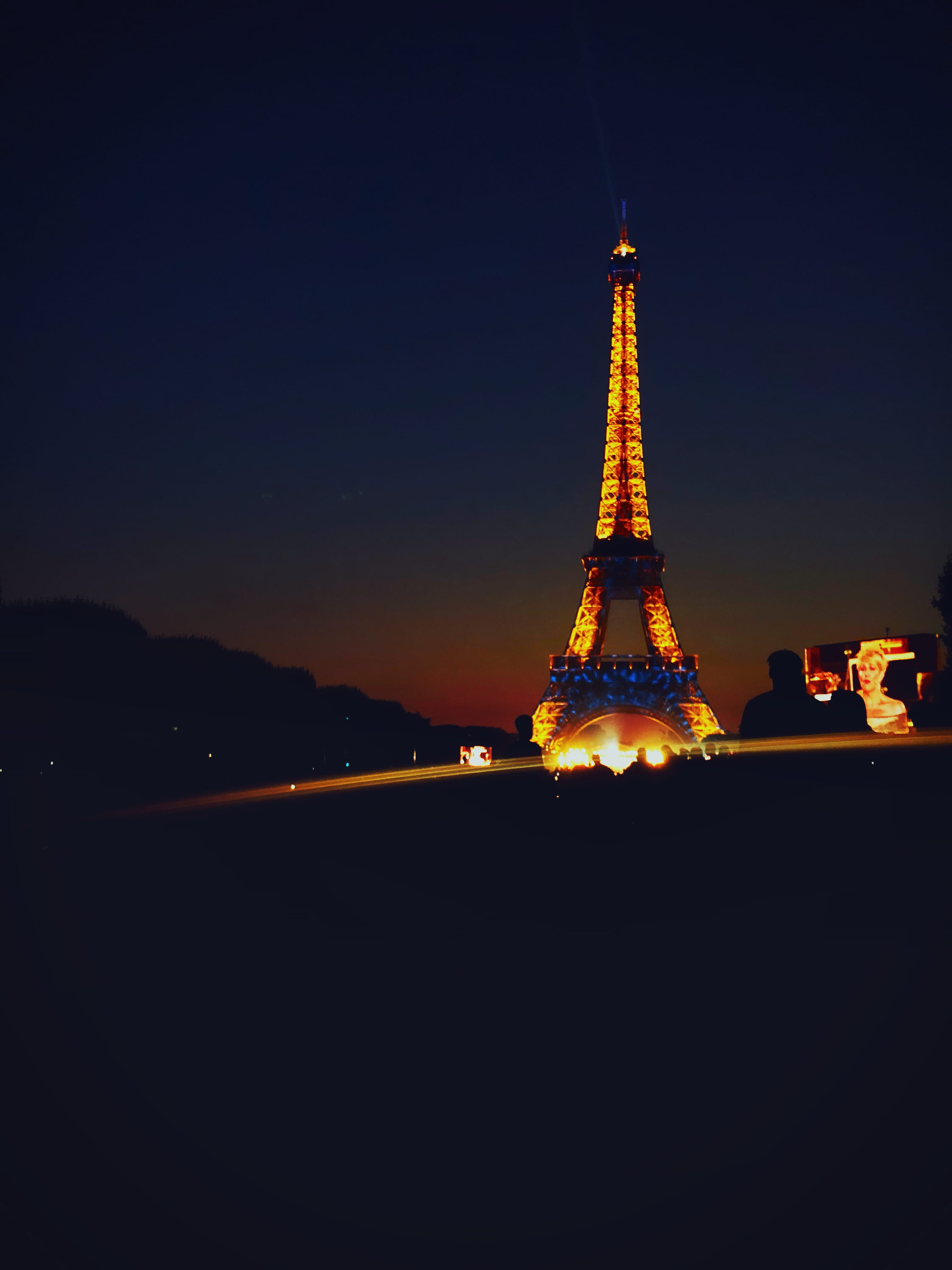 paris, architecture, no people, water, city, outdoors, 4K, spire, illuminated, night, travel, built structure, skyscraper, eiffel tower, sky, lights, tower, Phone HD Wallpaper