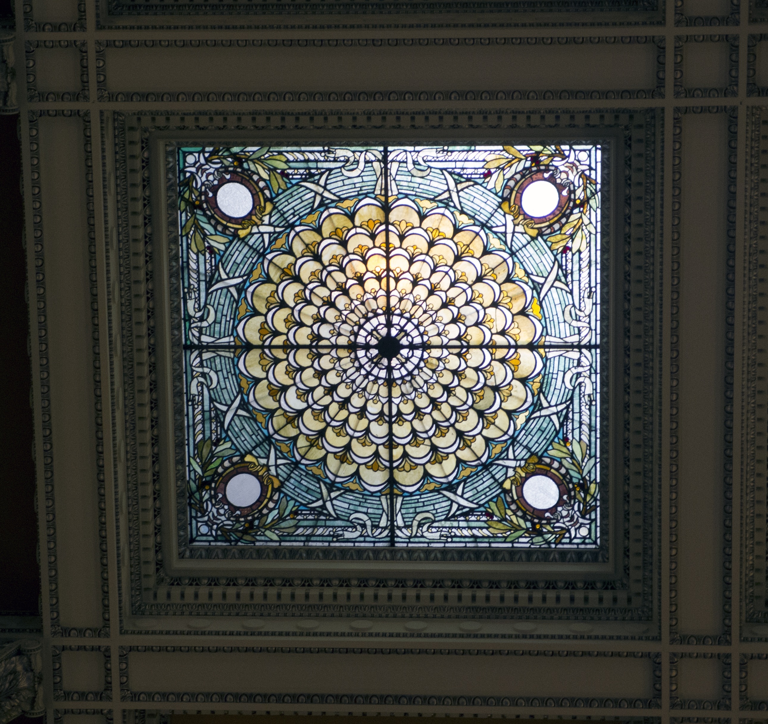 design, tiffany window, skylight, ornate, stained glass, place of worship, art and craft, cupola, library of congress, washington dc, architecture, low angle view, HD Wallpaper