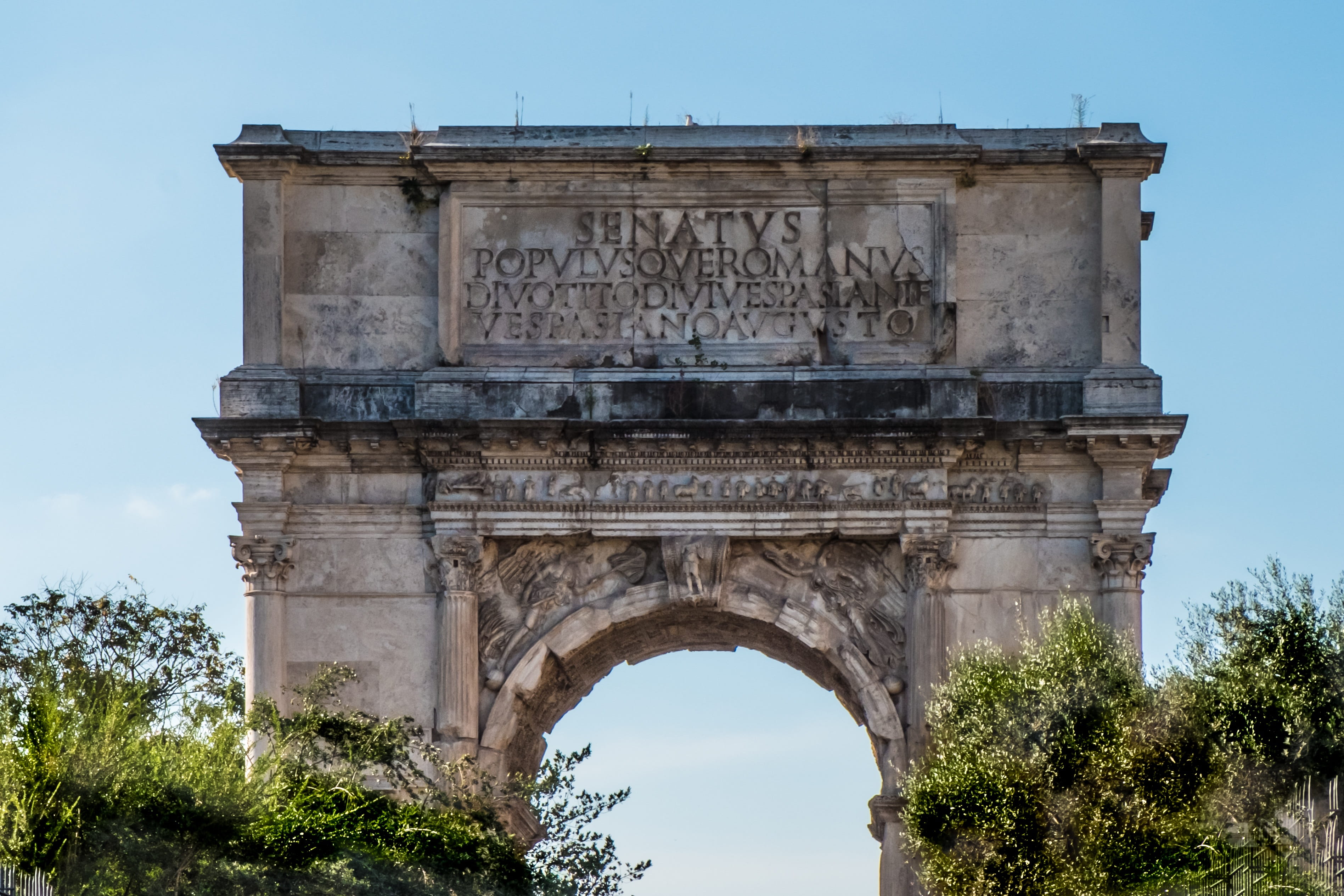 arch, memorial, divine, outdoors, classic, door, via sacra, arch of titus, tree, 2K, history, city, built structure, ancient civilization, tourism, sky, HD Wallpaper