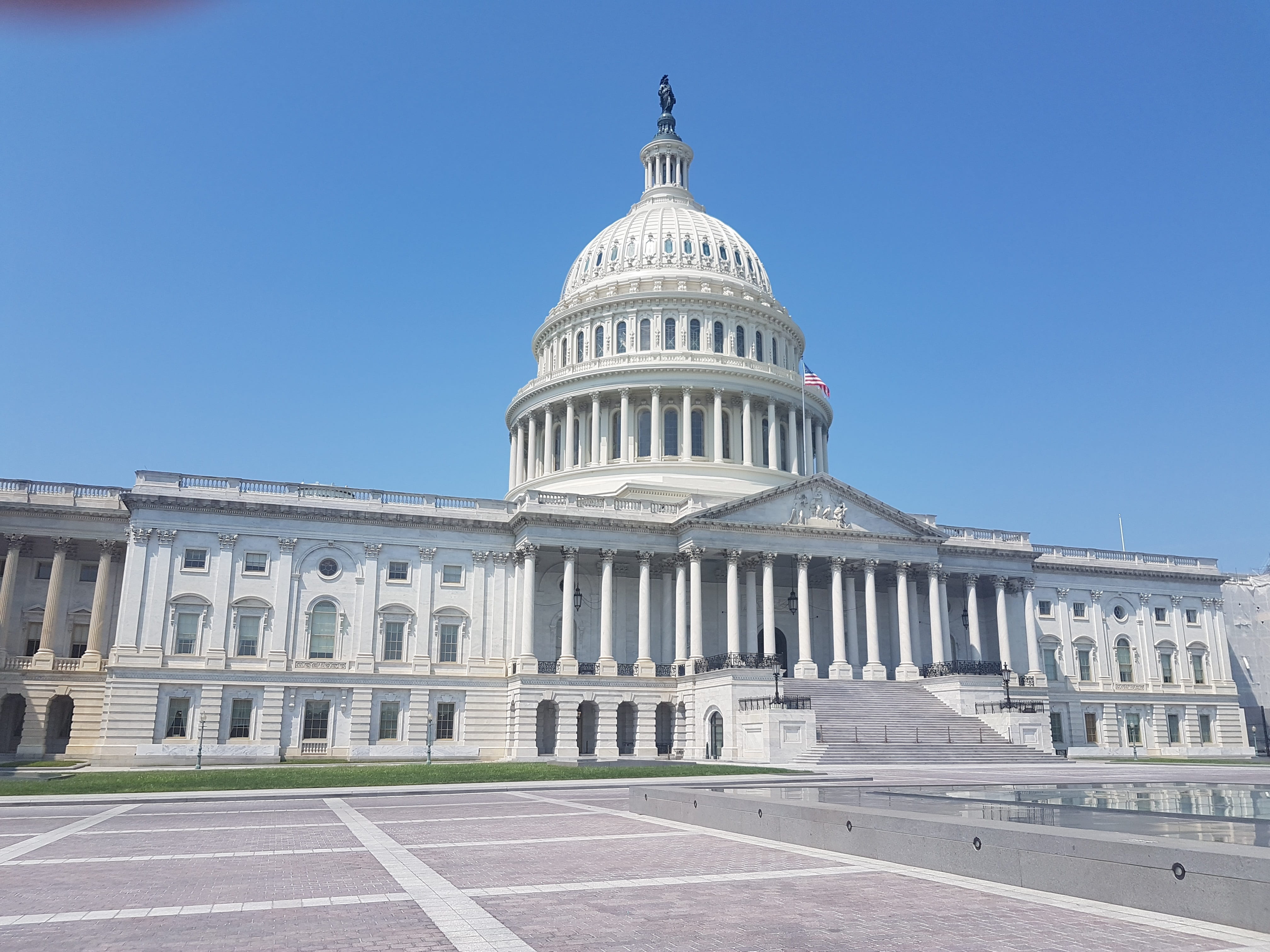 clear sky, no people, capital, washington, sky, flag, united states, government, nature, architectural column, law, usa, city, politics, neo-classical, HD Wallpaper