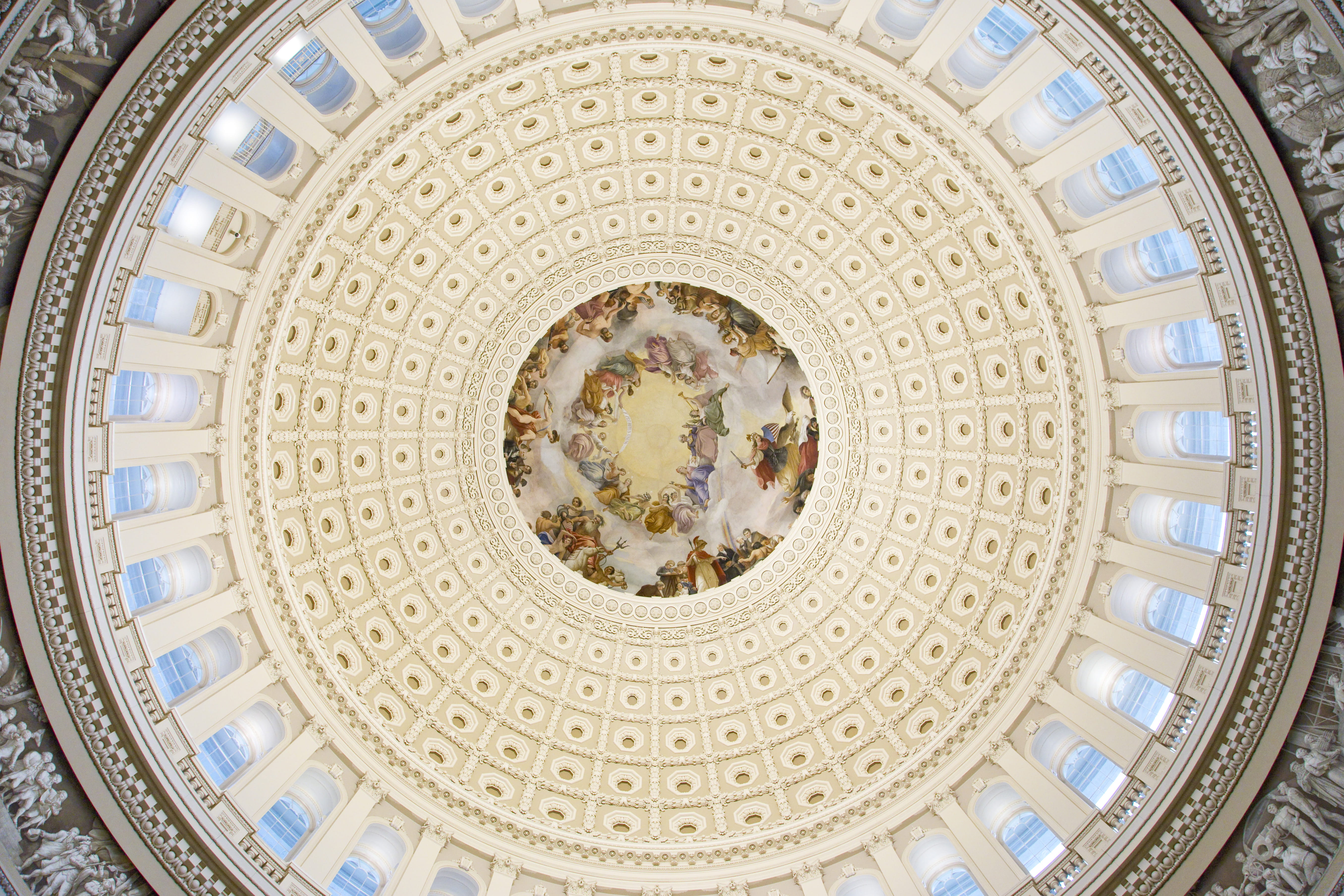 directly below, united states, 5K, travel destinations, building exterior, low angle view, architectural feature, dome, fresco, ceiling, ornate, art and craft, HD Wallpaper
