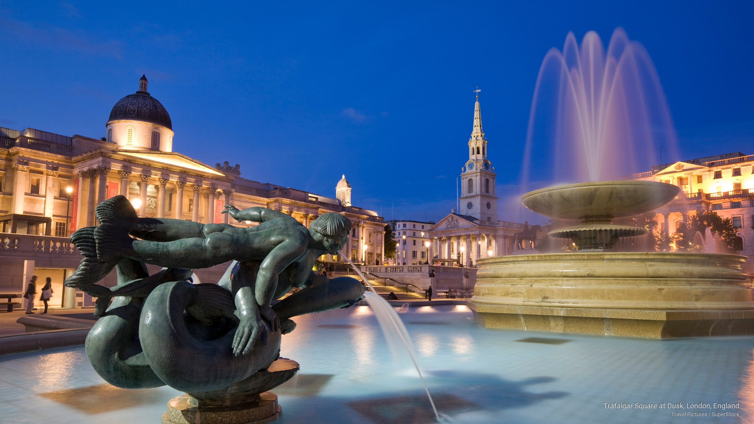 london, 2K, square, dusk, trafalgar, Landmarks, england, HD Wallpaper