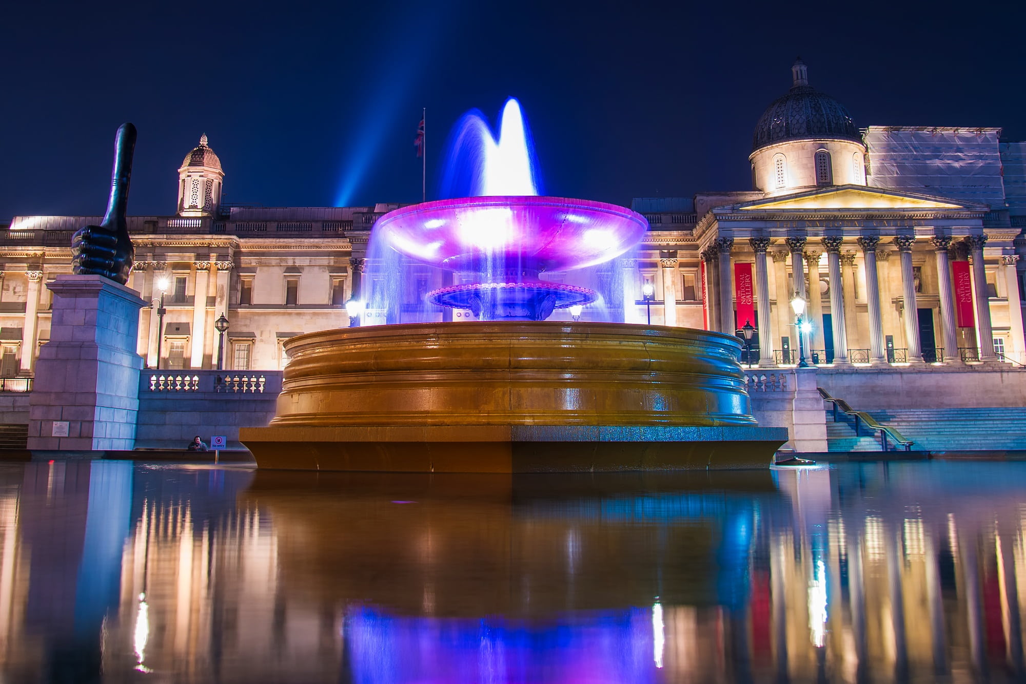 lights, time, water, government, hdr, column, building, building exterior, evening, architecture, fountain, no people, blue, city, attraction, dome, landmark, HD Wallpaper