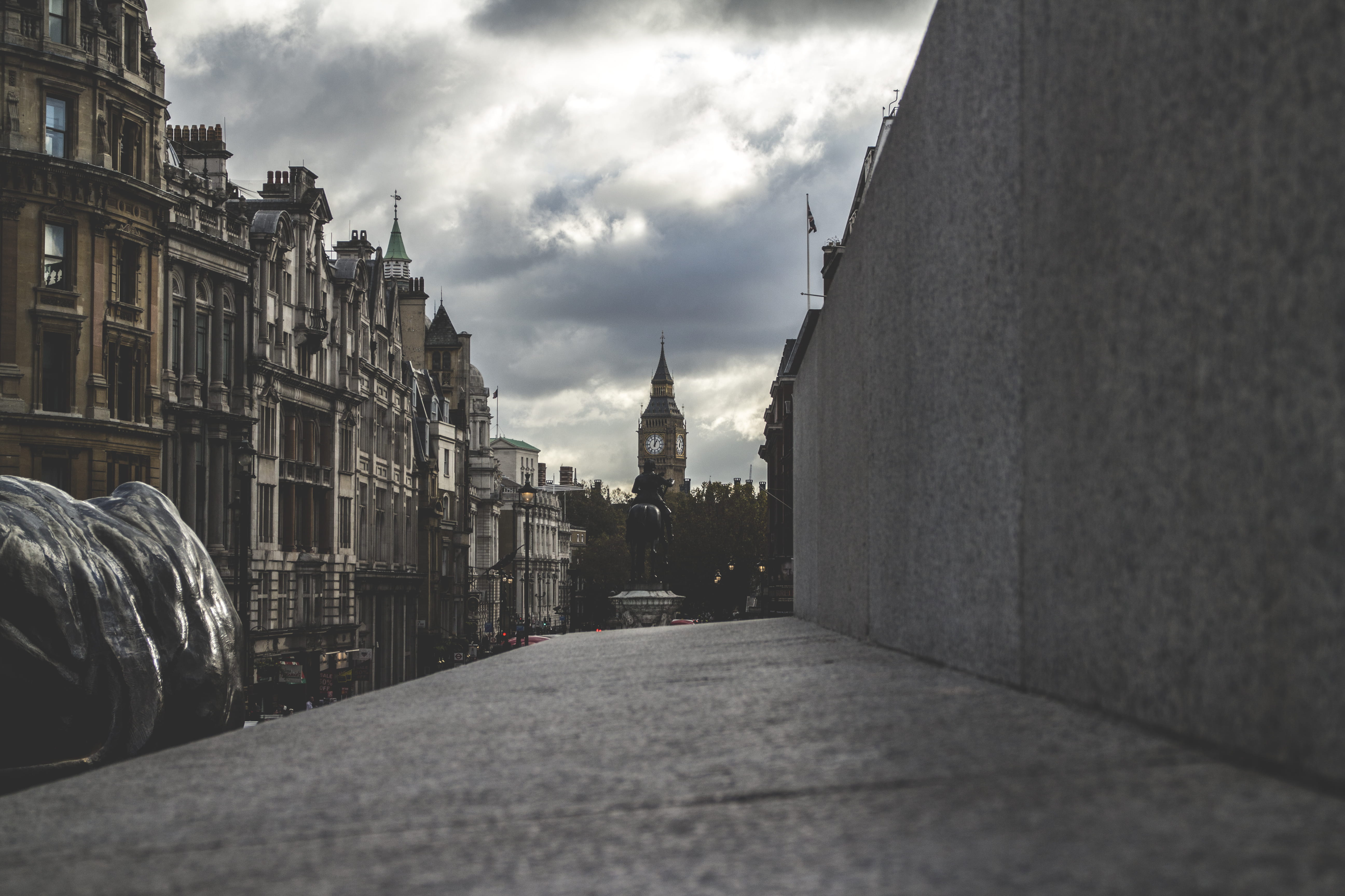 nature, cloud - sky, transportation, direction, building, day, big ben, tower, diminishing perspective, trafalgar square, sky, travel destinations, travel, HD Wallpaper