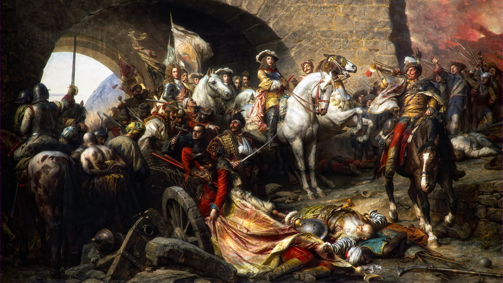 The Recapture of Buda Castle in 1686, 1080P, history, human representation, real people, art and craft, statue, Benczúr Gyula, painting, the past, creativity, HD Wallpaper