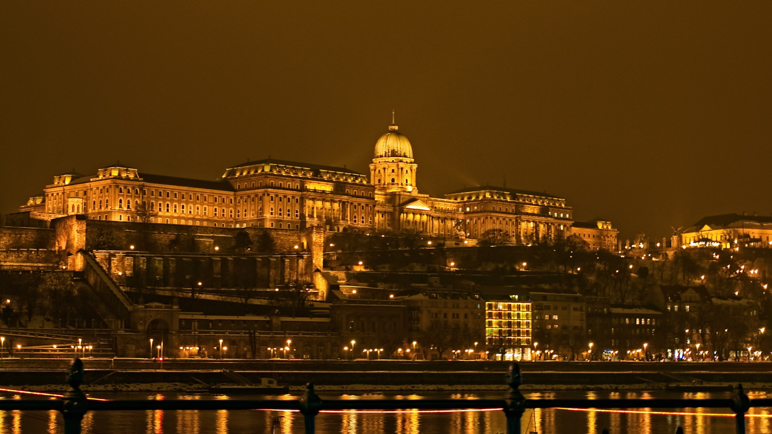 waterfront, sky, illuminated, night, building exterior, built structure, no people, travel destinations, nature, water, city, architecture, buda castle, HD Wallpaper