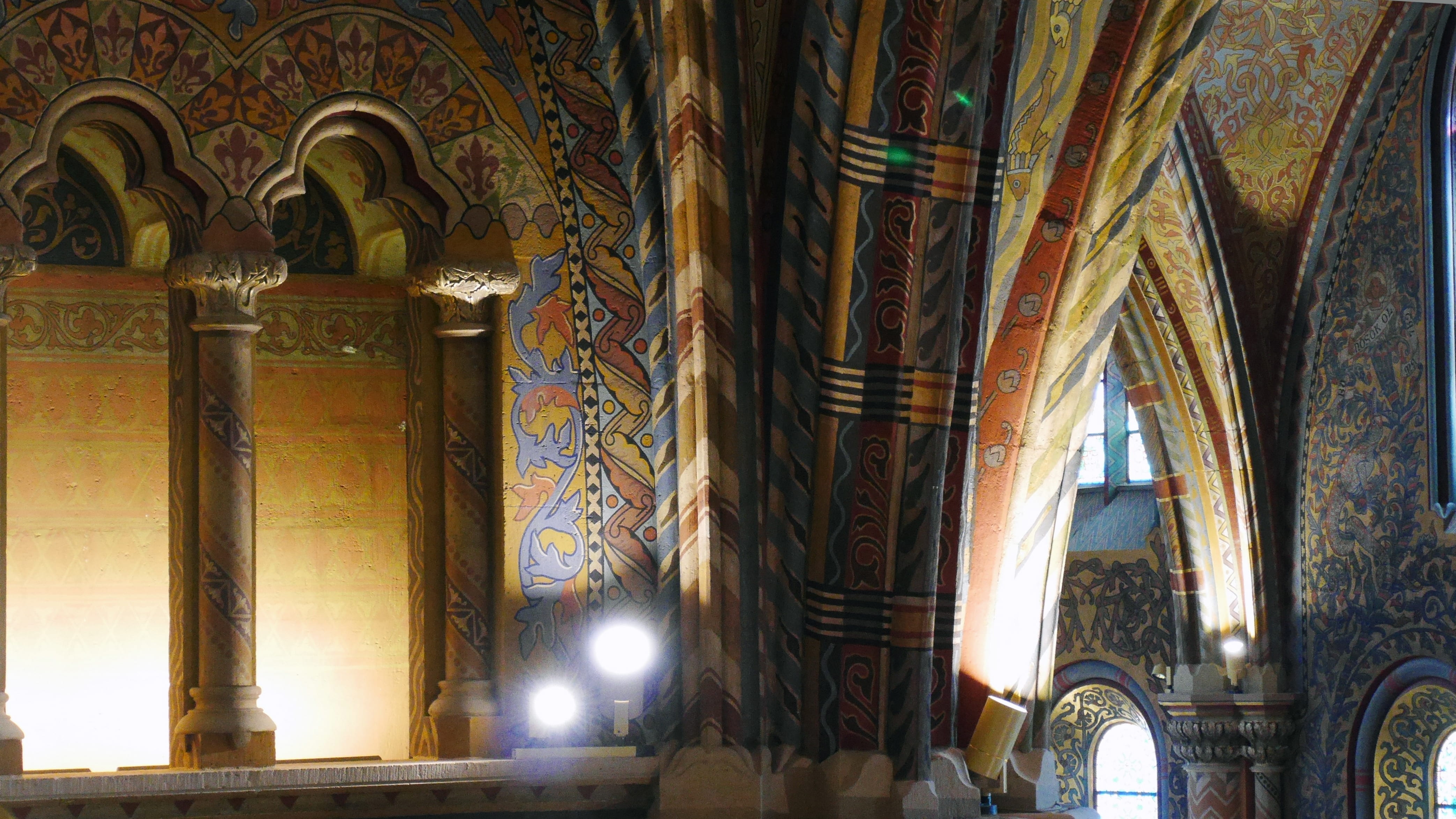 4K, belief, place of worship, mural, architectural column, art and craft, built structure, buda castle, the past, matthias, ornate, religion, ceiling, HD Wallpaper