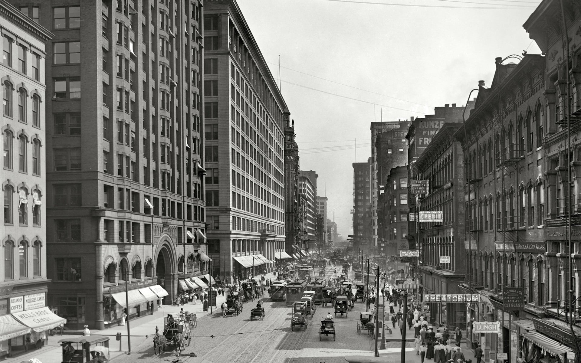 crowded, old, city Street, black white, group of people, building, mode of transportation, life, buildings, city Life, traffic, built Structure, car, transportation, HD Wallpaper