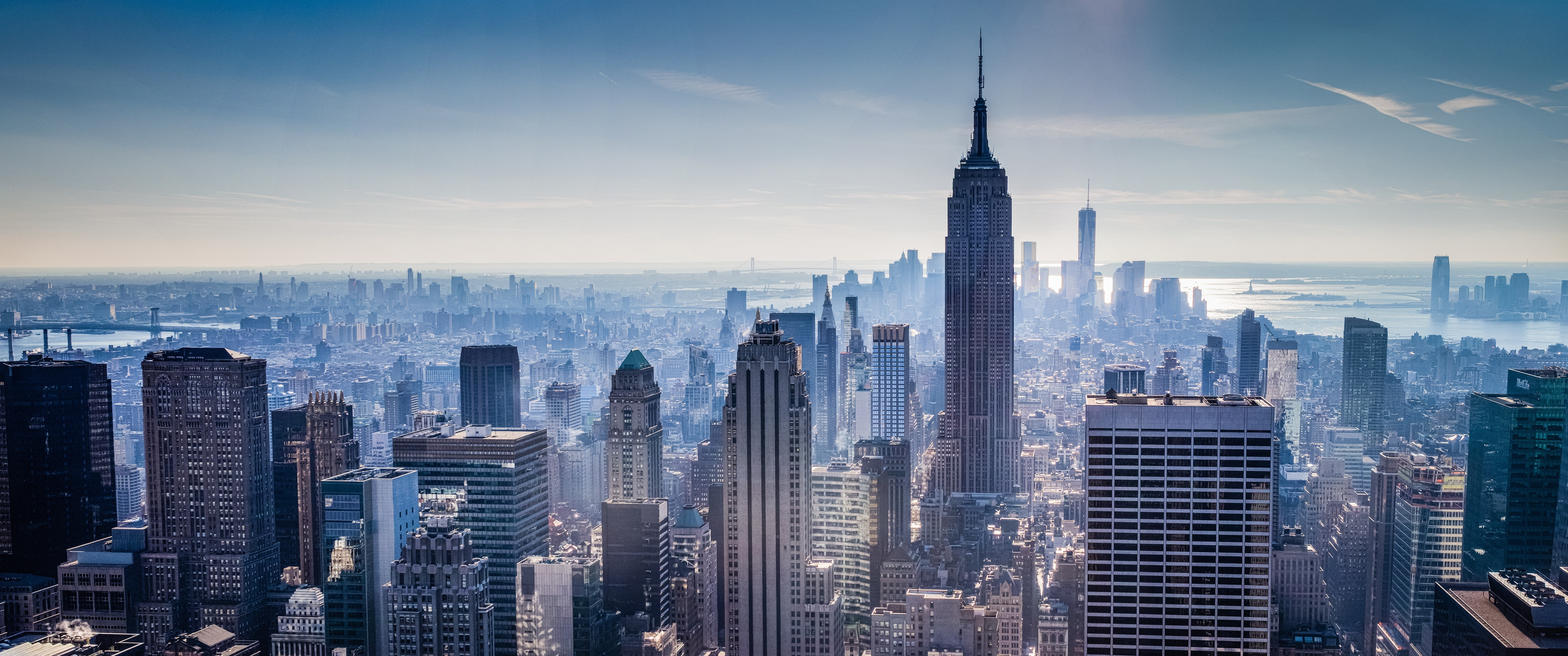 4K, Manhattan, Skyscrapers, Empire State Building, New York City, Skyline, 5K, HD Wallpaper