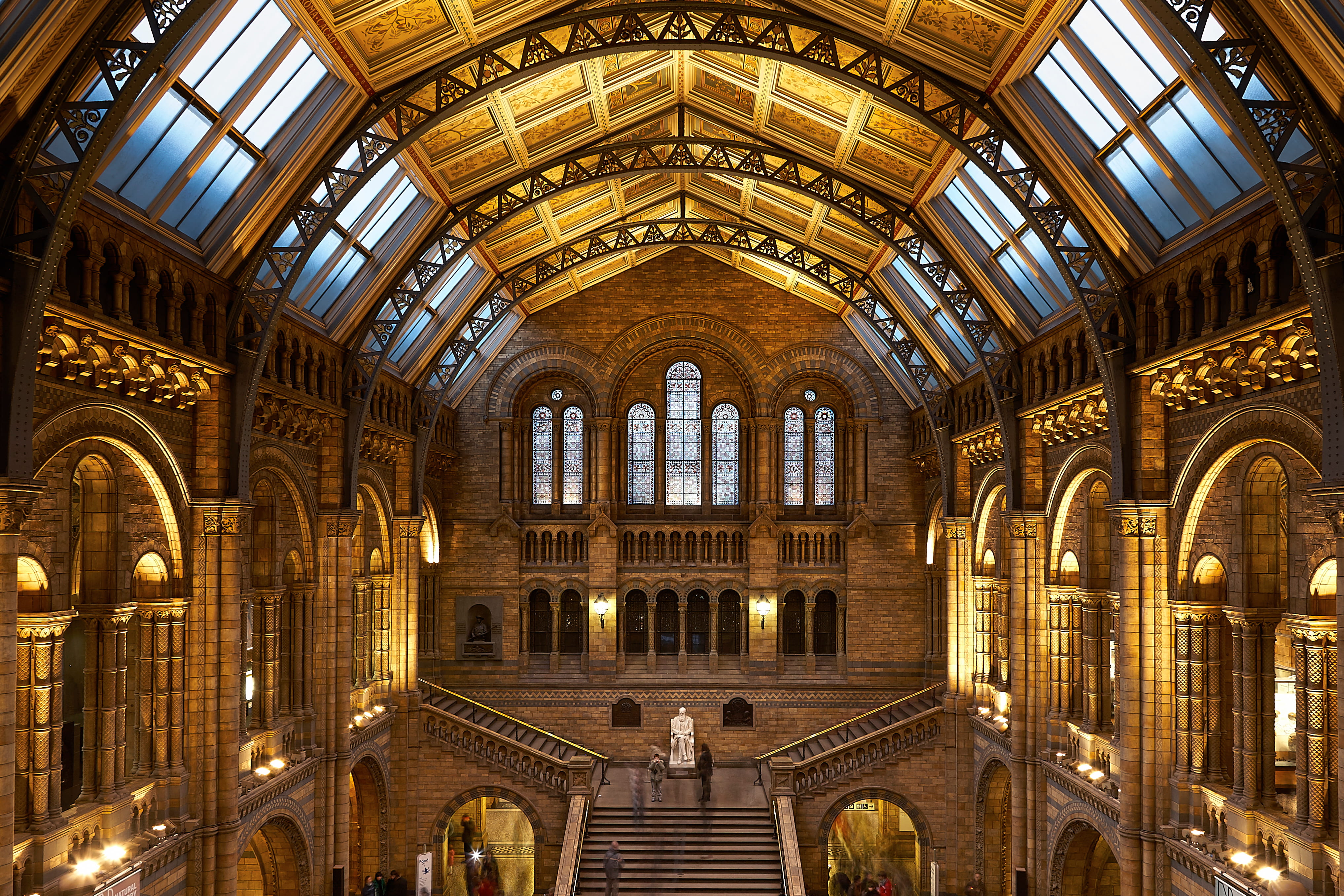 history, illuminated, tourism, front, historical, buiding, dome, brown, white, window, low angle view, ceiling, ornate, natural history museum, no people, HD Wallpaper