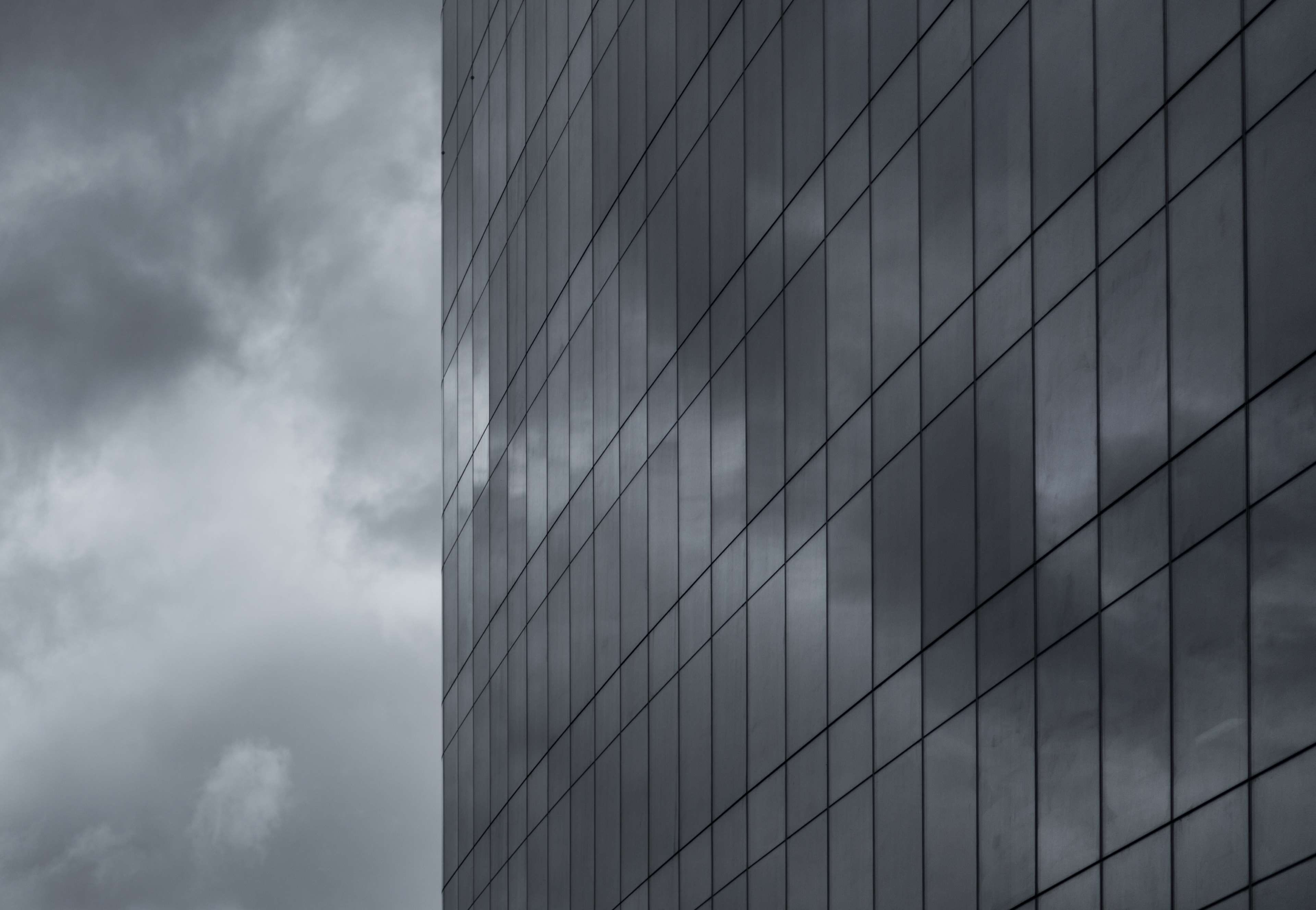 monochrome, nature, pattern, buiding, architecture, skyscraper, sky, clouds, no people, office building exterior, cloud - sky, city, day, black and white, HD Wallpaper