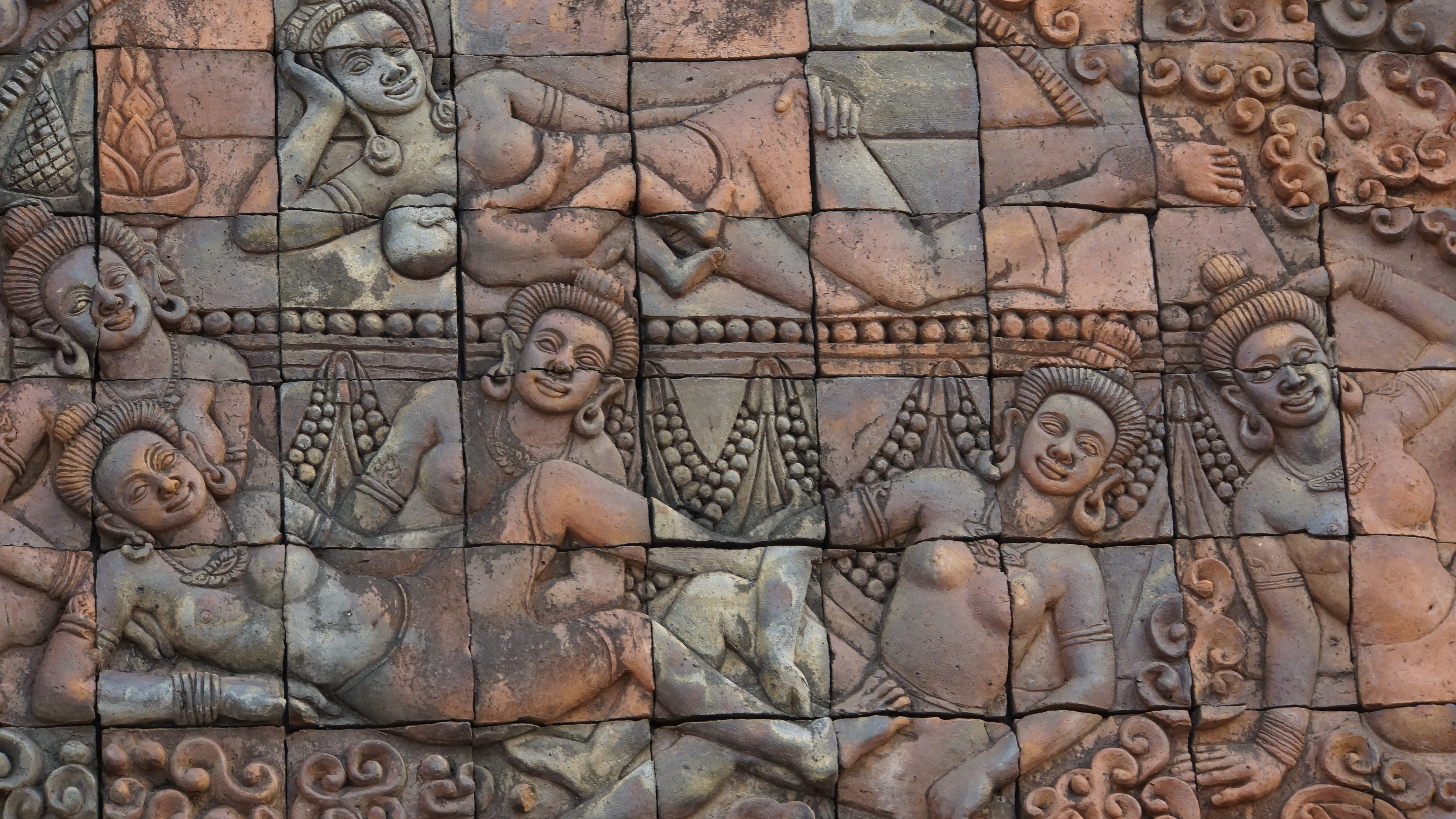sculpture, ancient civilization, architecture, 5K, bas relief, belief, place of worship, pagoda, sakon nakhon, painting, built structure, ancient, measure, HD Wallpaper