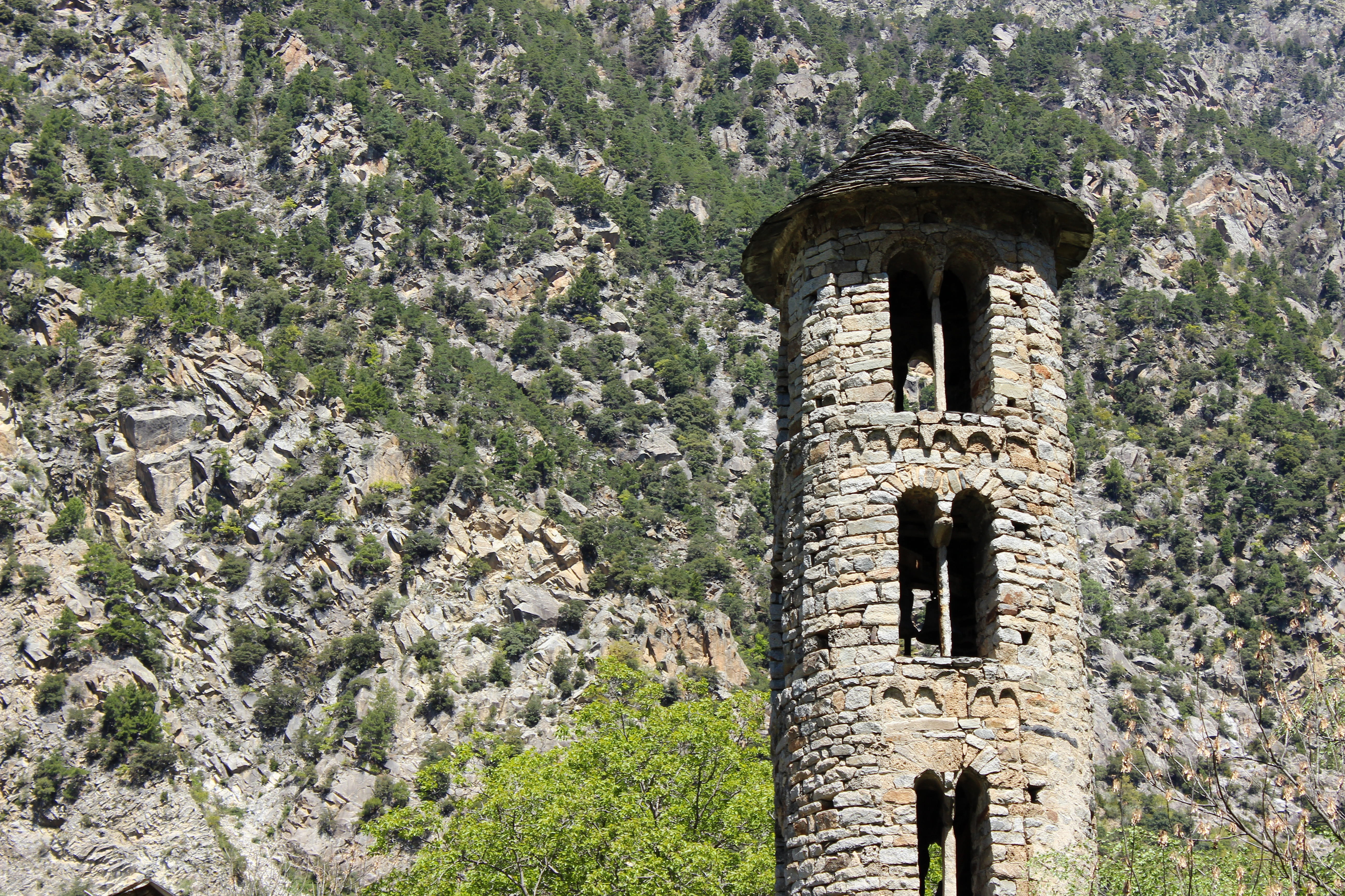 pyrenees, building exterior, the past, christian, 5K, principality, ancient civilization, built structure, tower, travel, andorra, church, ancient, romanesque, HD Wallpaper