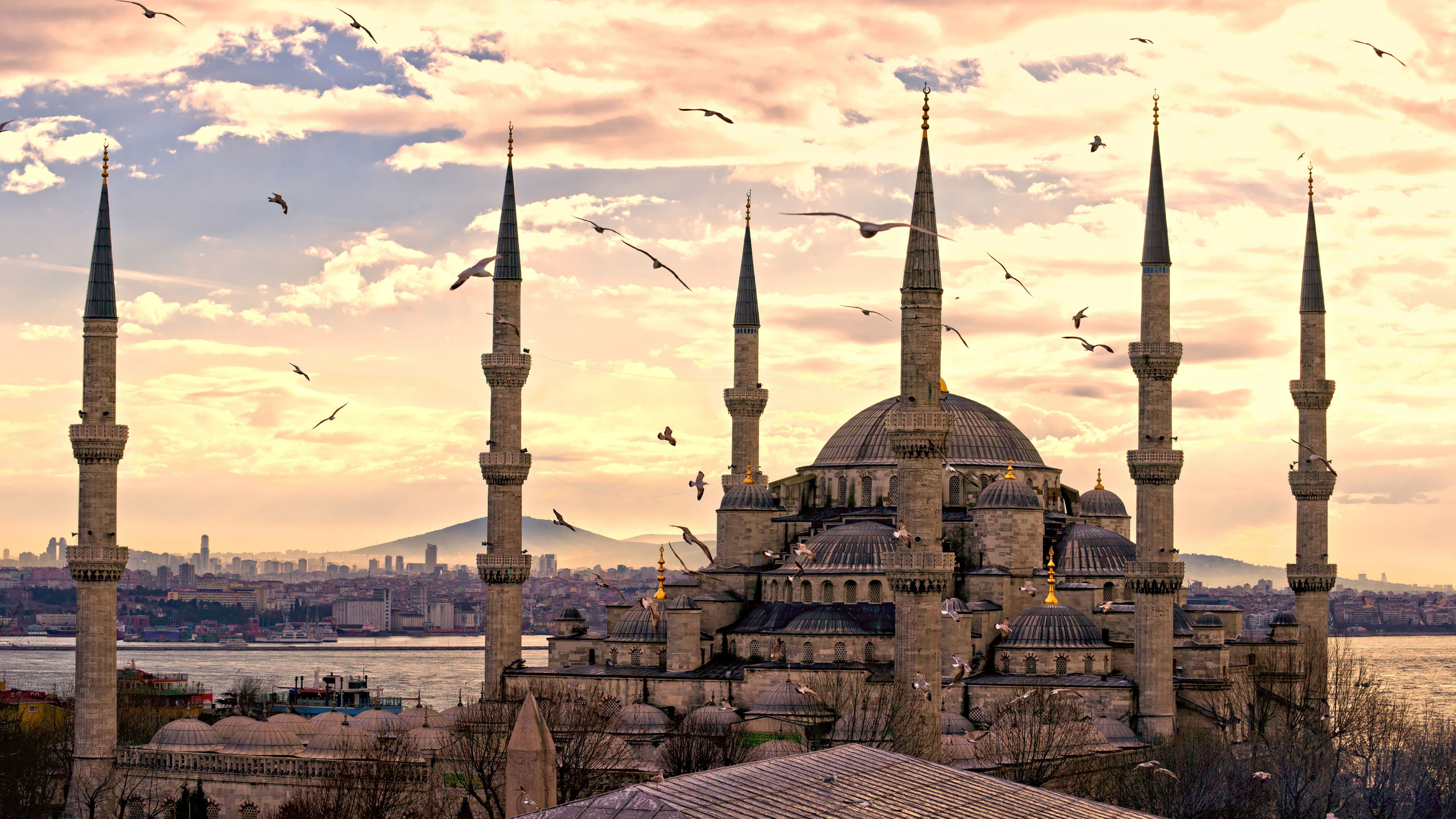 8K, mosque, Turkey, Travel, Sultan Ahmed Mosque, Istanbul, Tourism, blue, HD Wallpaper