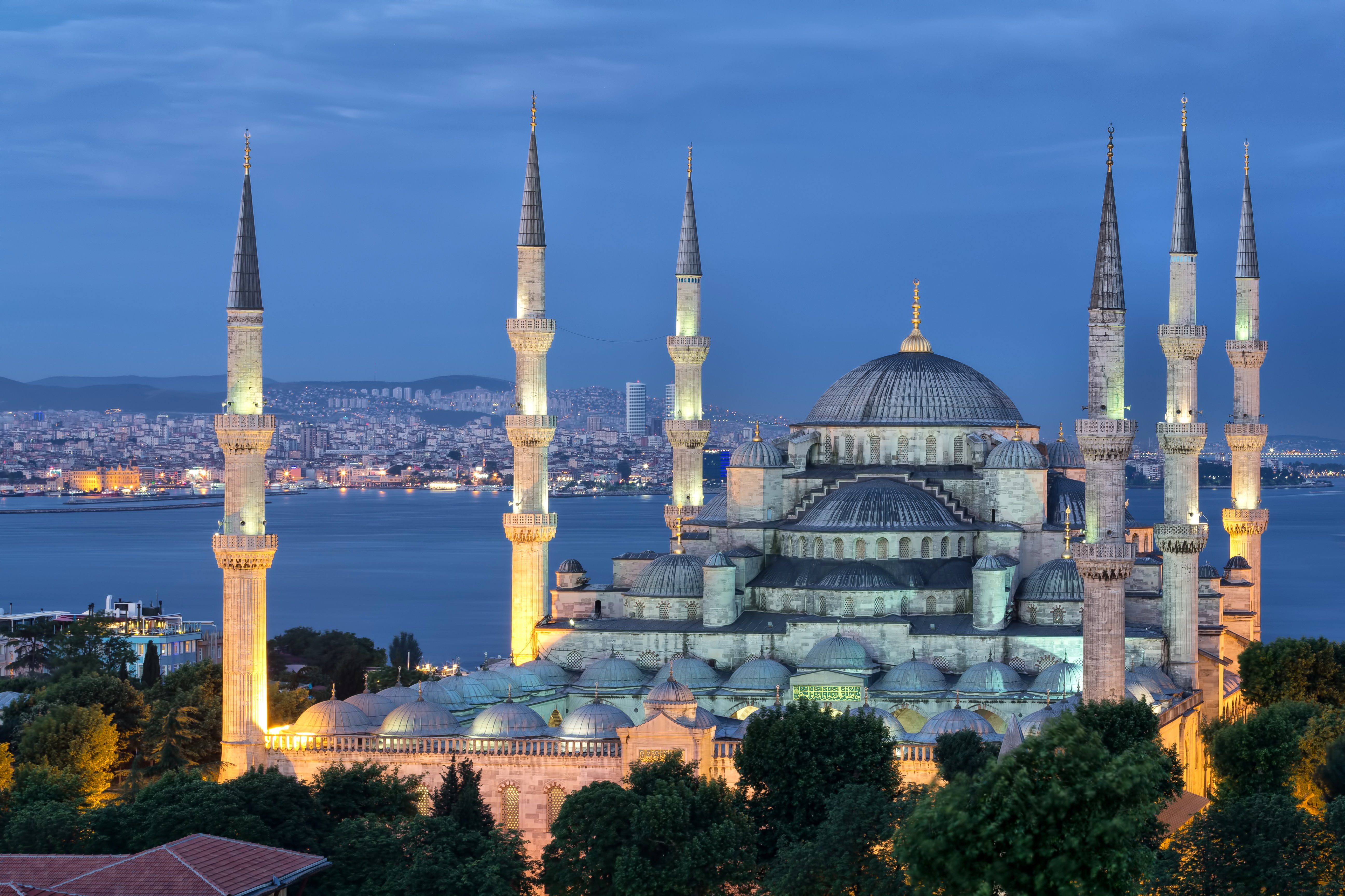 cities, turkey, lights, mosque, istanbul, street, ahmed, 5K, palace, sultan, night, HD Wallpaper