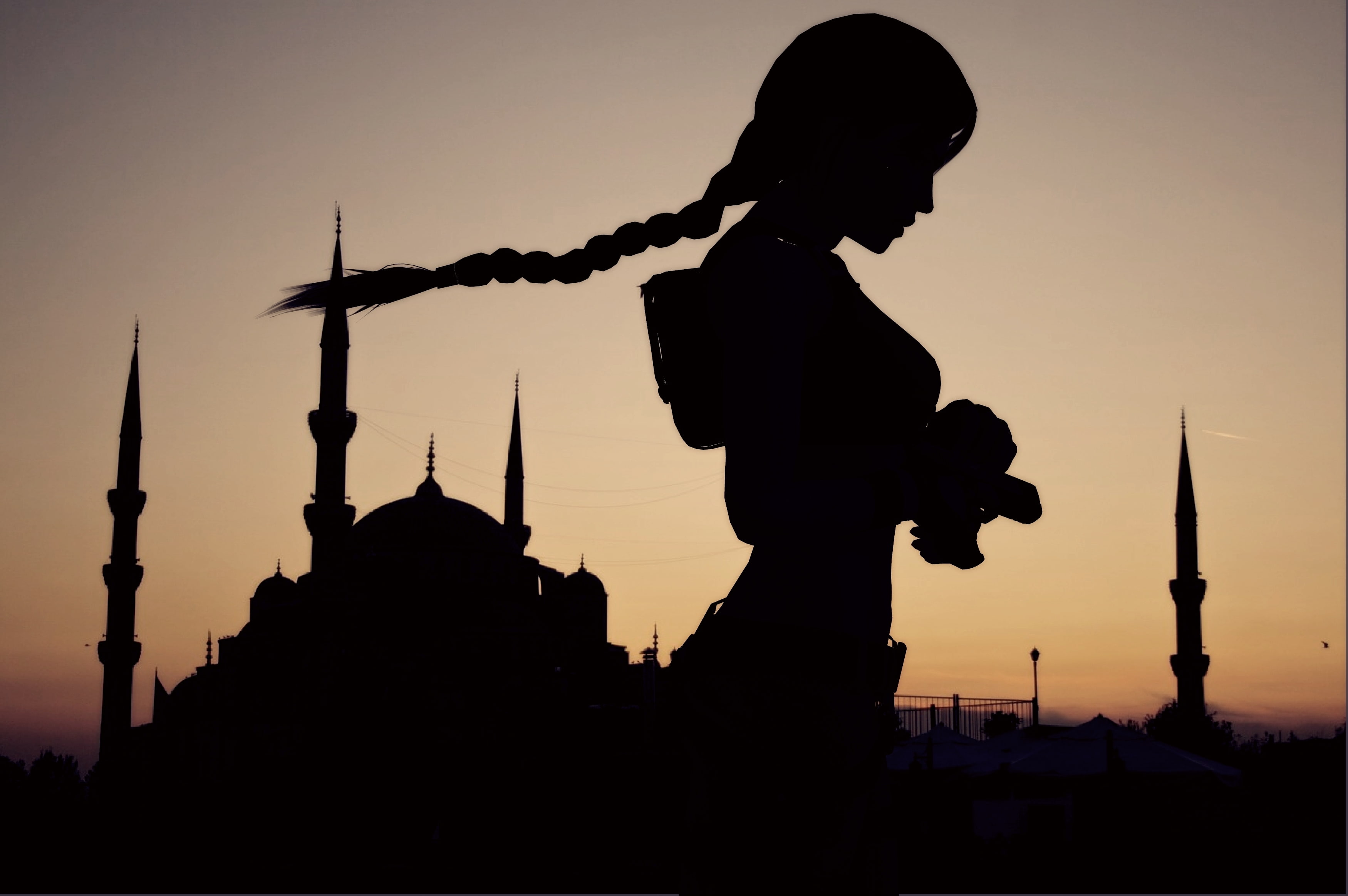 art and craft, building Exterior, anime, profile, dusk, spire, turkey - Middle East, sunset, istanbul, travel, cultures, nature, arabic Style, tourism, HD Wallpaper
