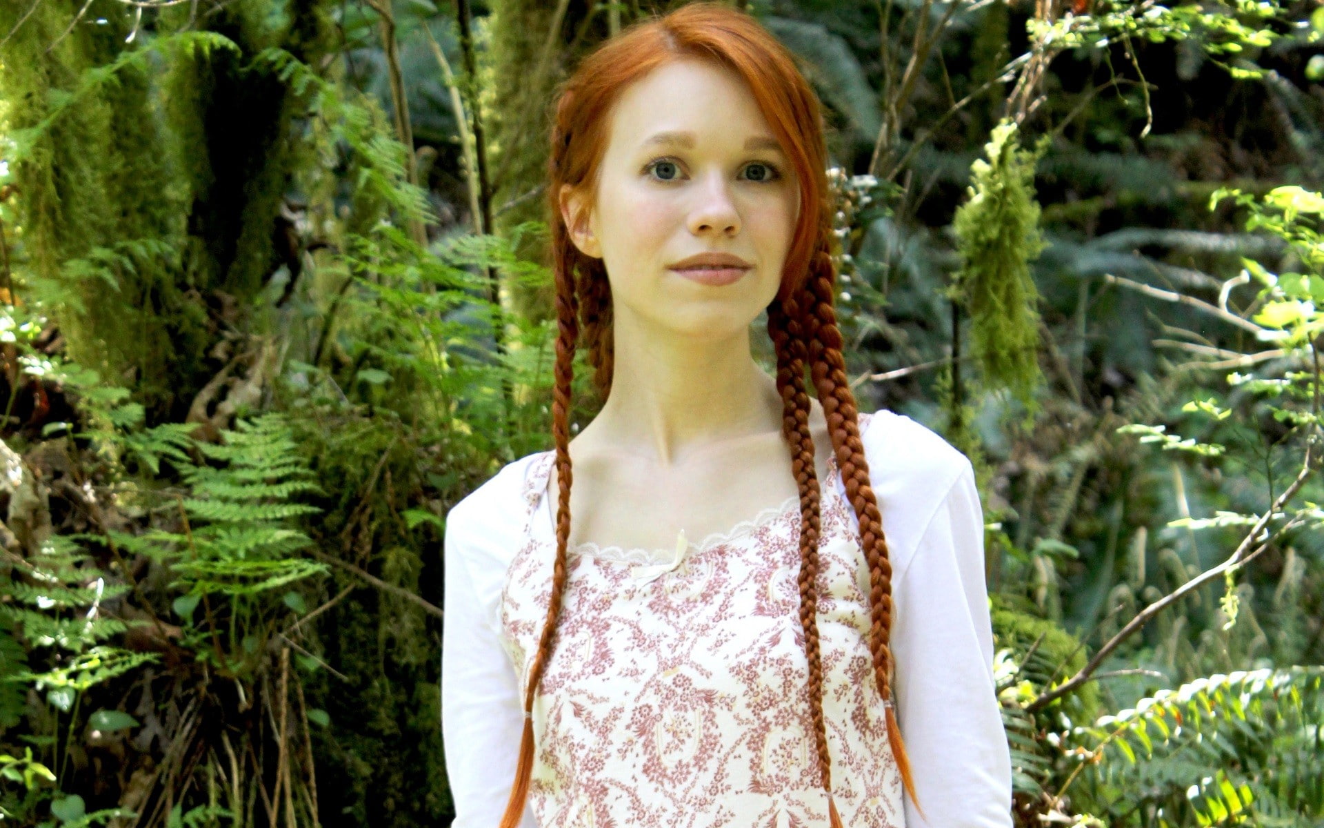 women, dolly little, 1080P, braids, white clothing, redhead, HD Wallpaper