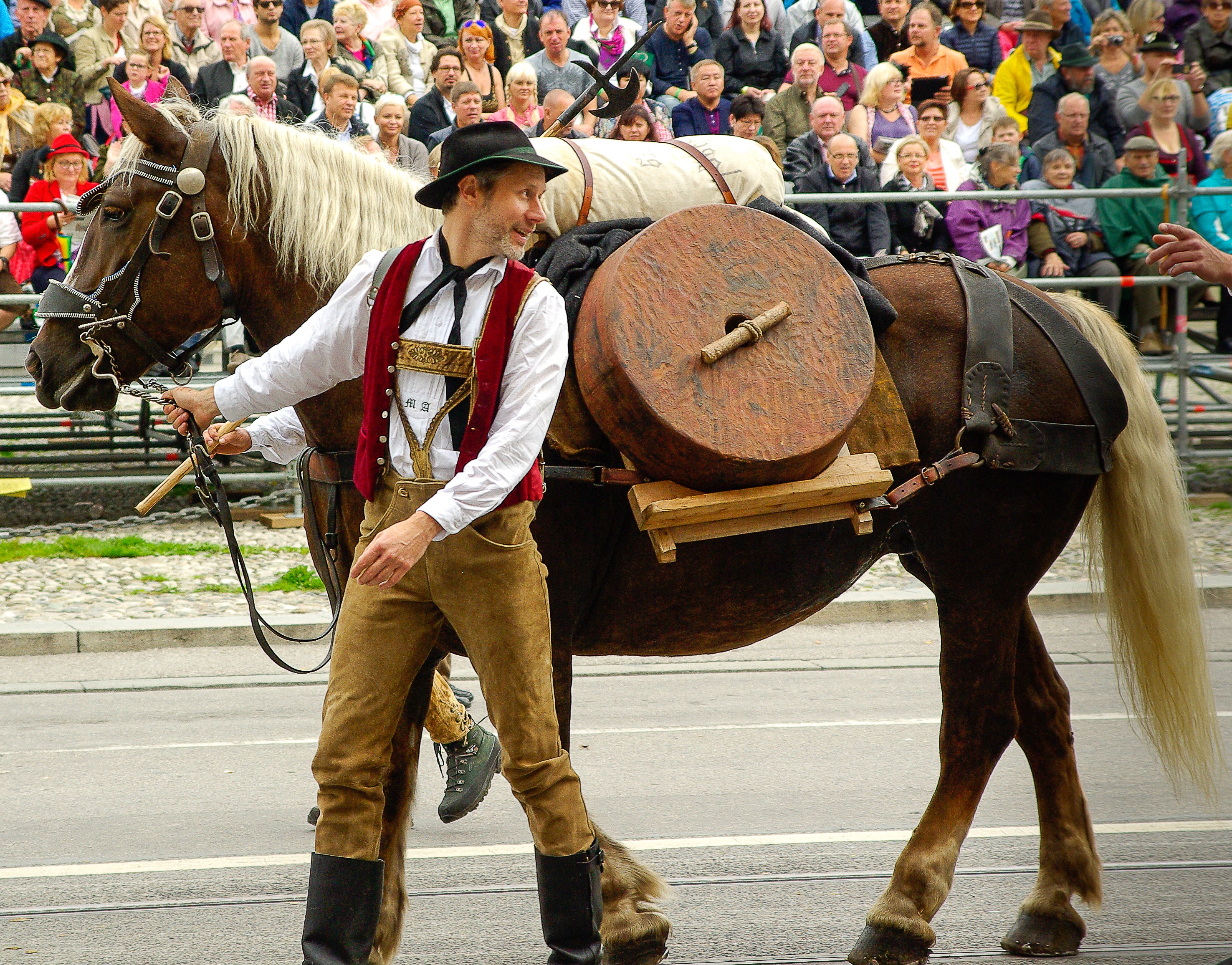 day, parade, clothing, men, horse, musician, 2K, one person, incidental people, artist, performance, musical equipment, music, mammal, oktoberfest, munich, HD Wallpaper
