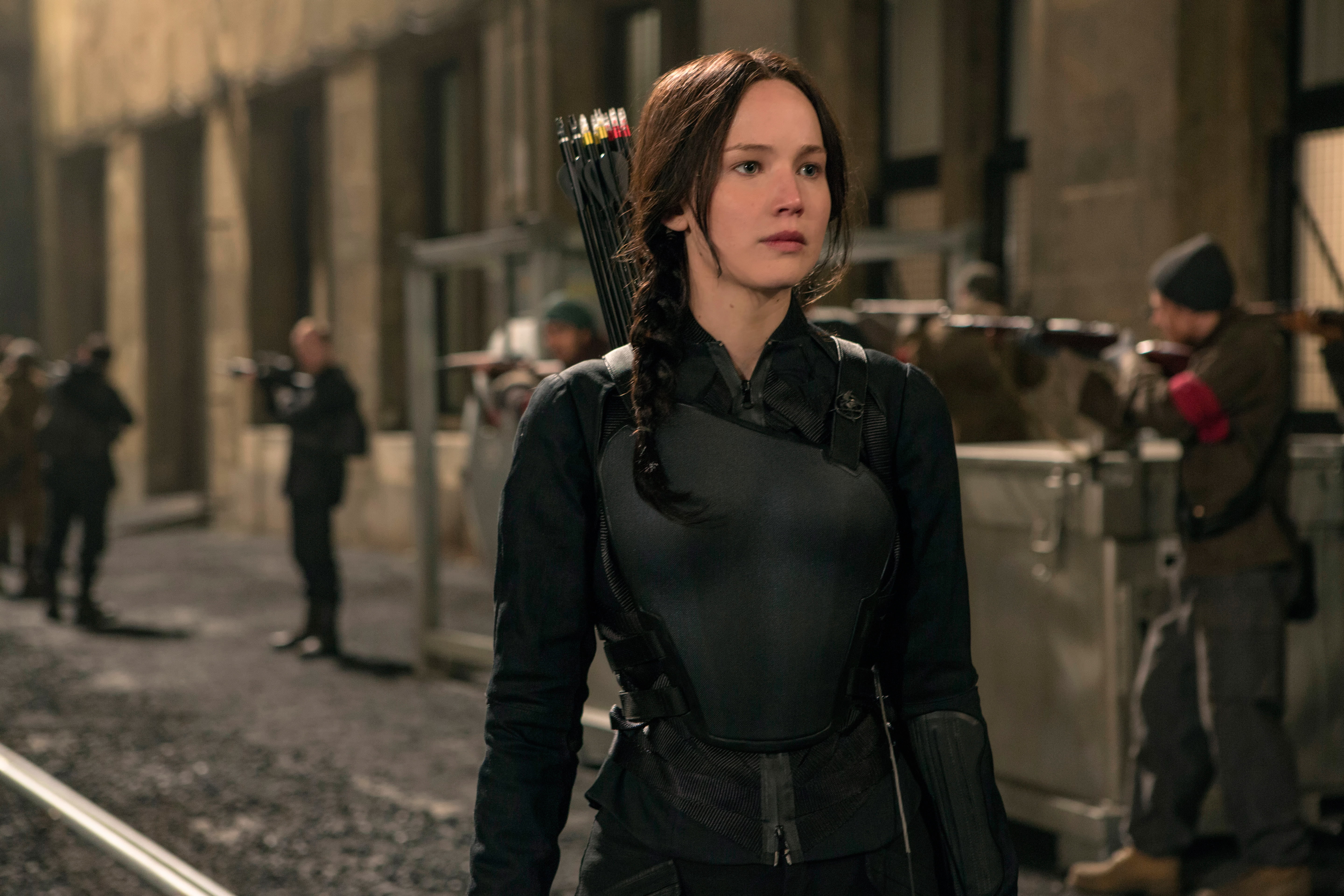 standing, Katniss Everdeen, hair, women, incidental people, portrait, front view, young adult, focus on foreground, city, lifestyles, The hunger games:mockingjay, HD Wallpaper