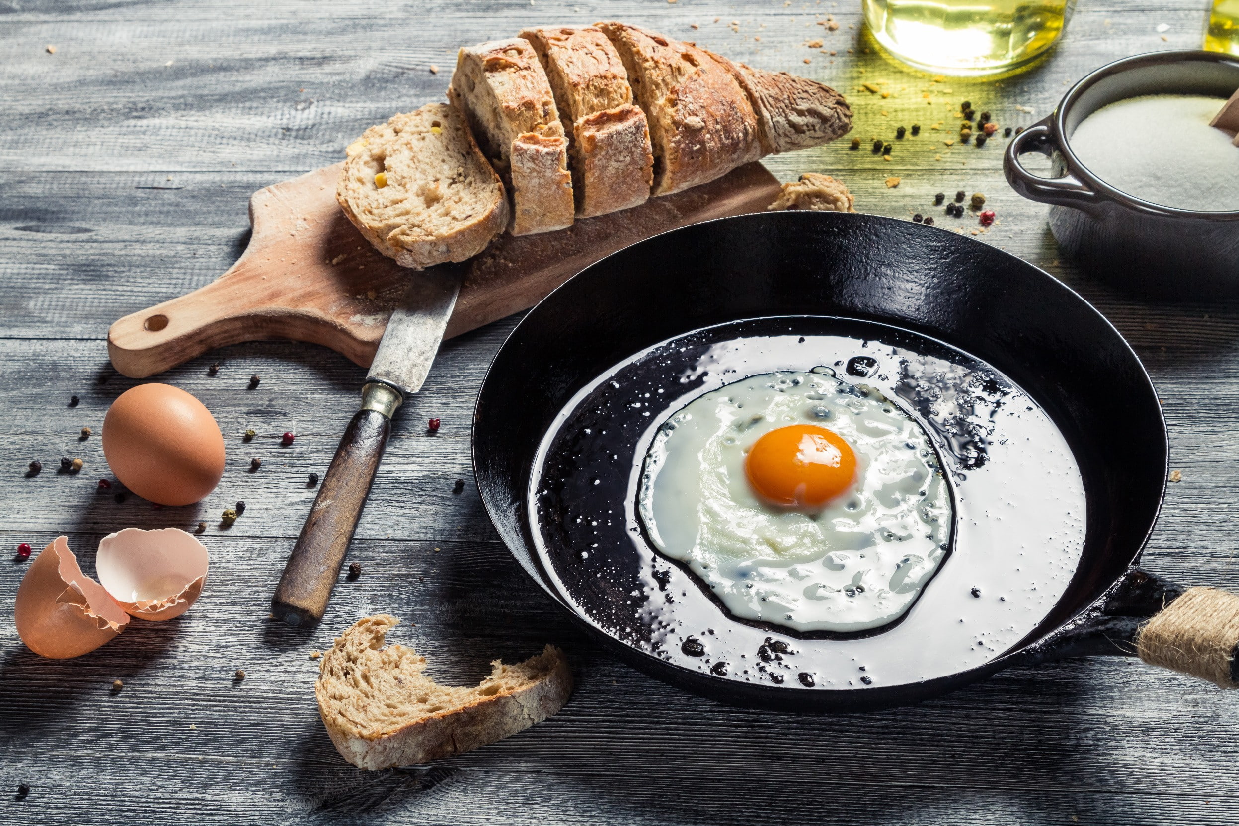 bread, 1080P, eggs, food, HD Wallpaper