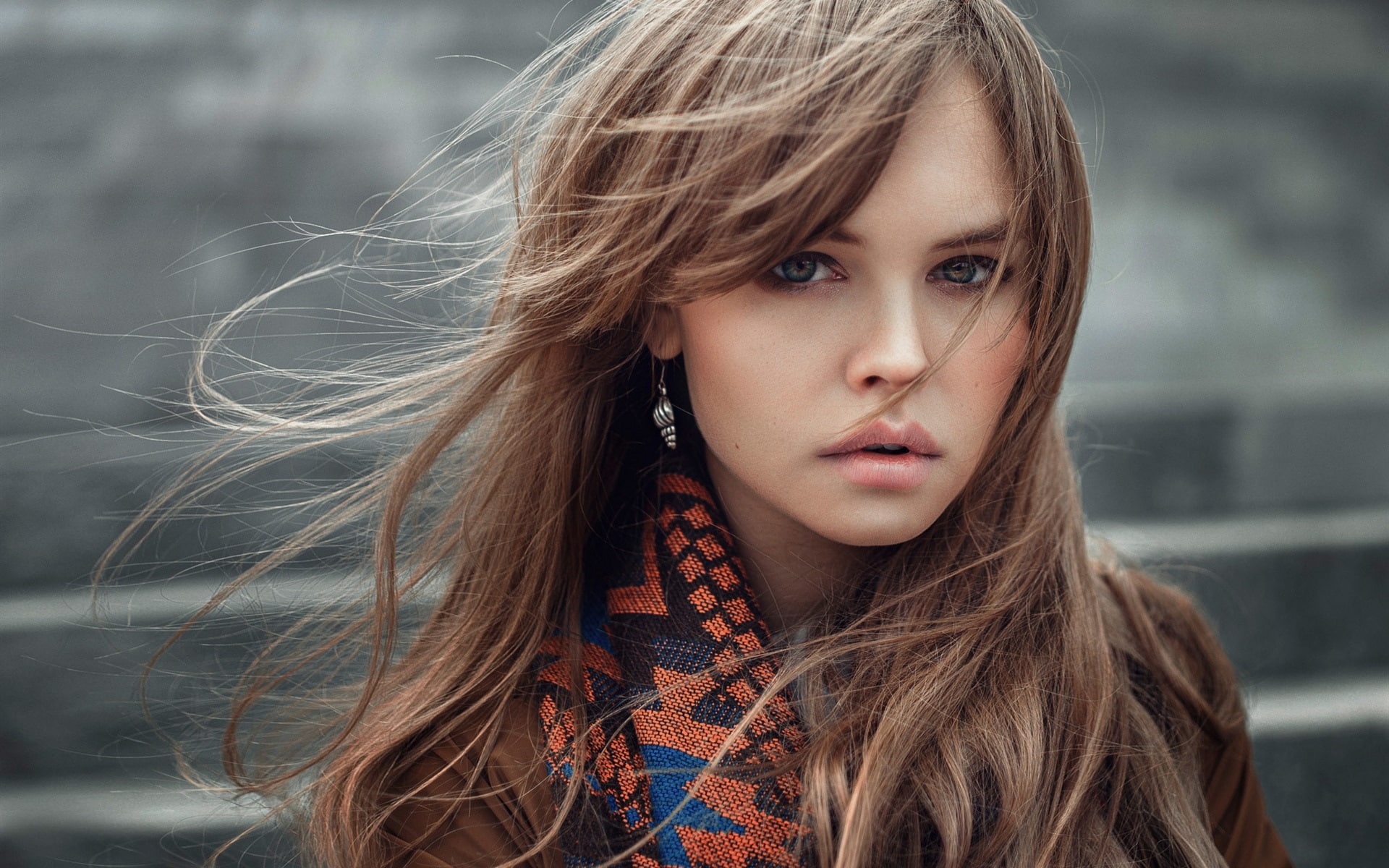 s, earring, 1080P, silver, Shcheglova, women, Anastasia, HD Wallpaper