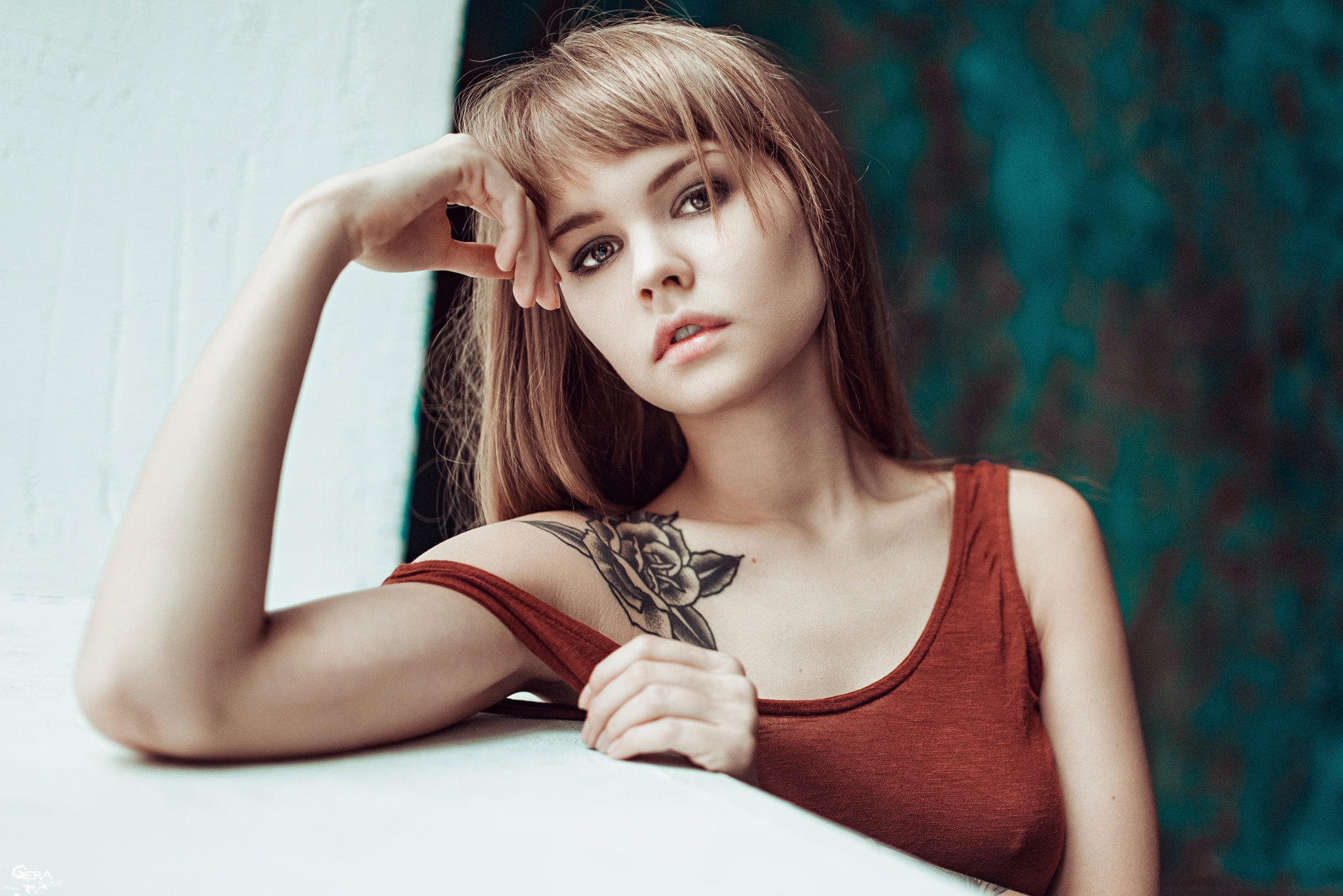 tattoo, portrait, Nastya, 1080P, Anastasia Shcheglova, look, HD Wallpaper