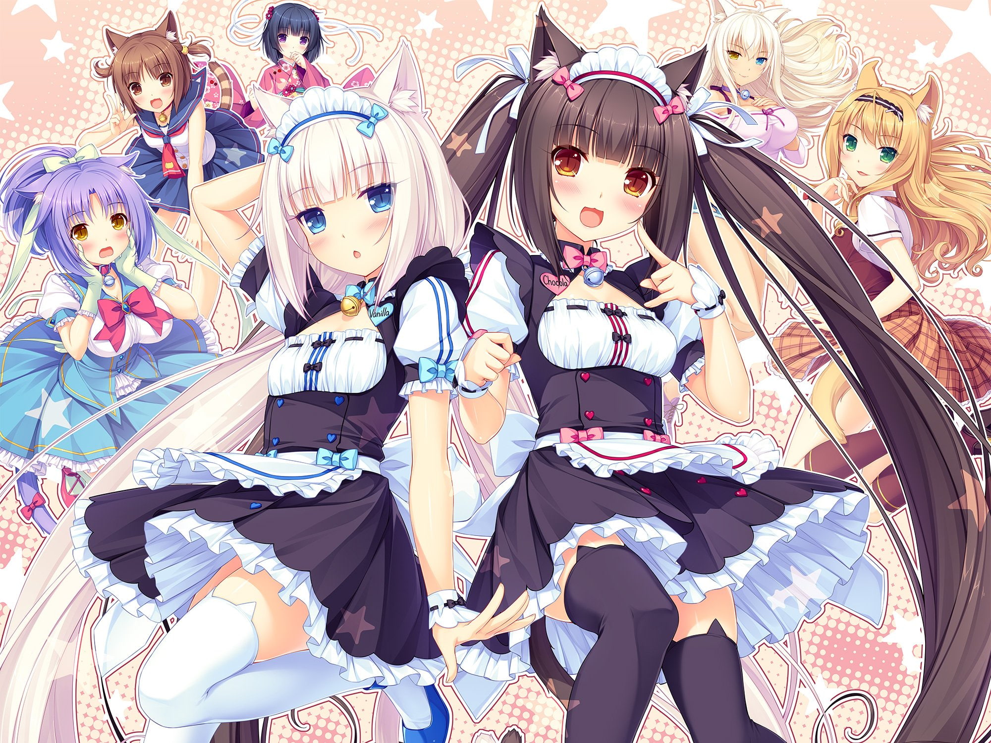 artifacts, maid, animal, catgirl, sayori, jpeg, chocolat, original, 1080P, ears, HD Wallpaper