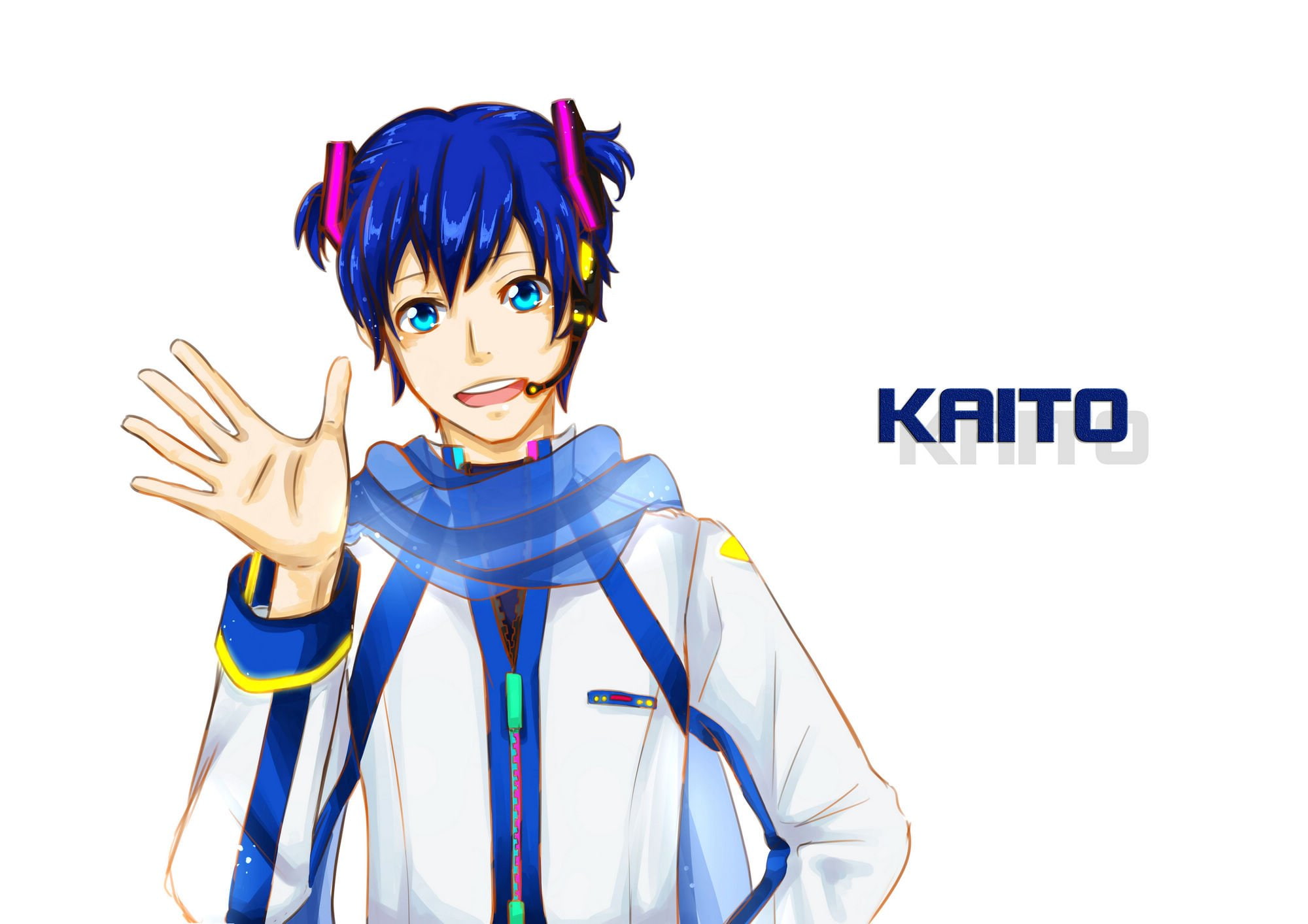 shirt, black, kaito, hairstyle, alternate, waving, 1080P, vocaloid, HD Wallpaper