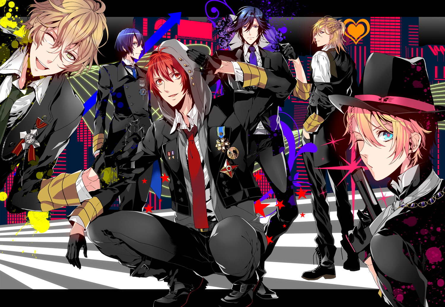 nakagawa, ittoki, otoya, masato, hijirikawa, gloves, ren, shou, ichinose, tokiya, natsuki, shinomiya, besu, jinguuji, kurusu, uta, gun, weapon, 720P, prince sama, HD Wallpaper