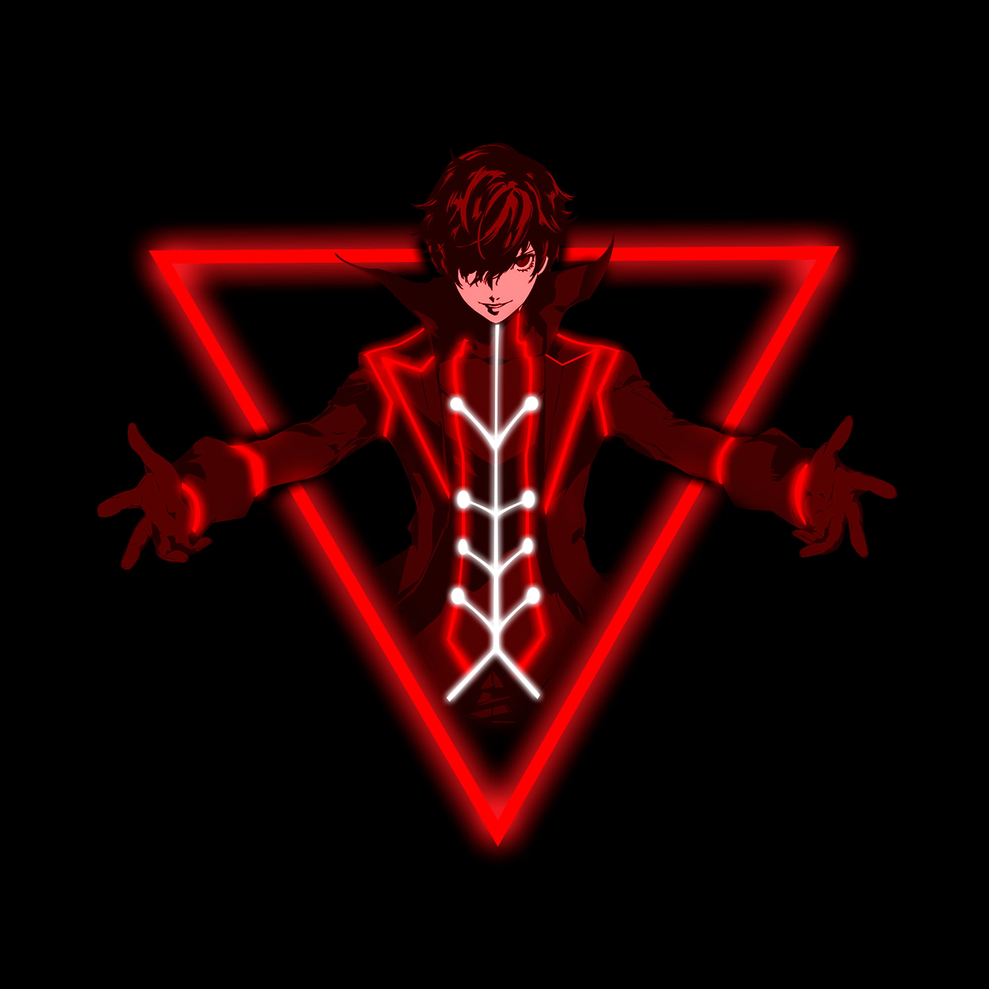 Joker, simple background, Persona 5, 1080P, anime boys, neon, anime men, triangle, Phone HD Wallpaper