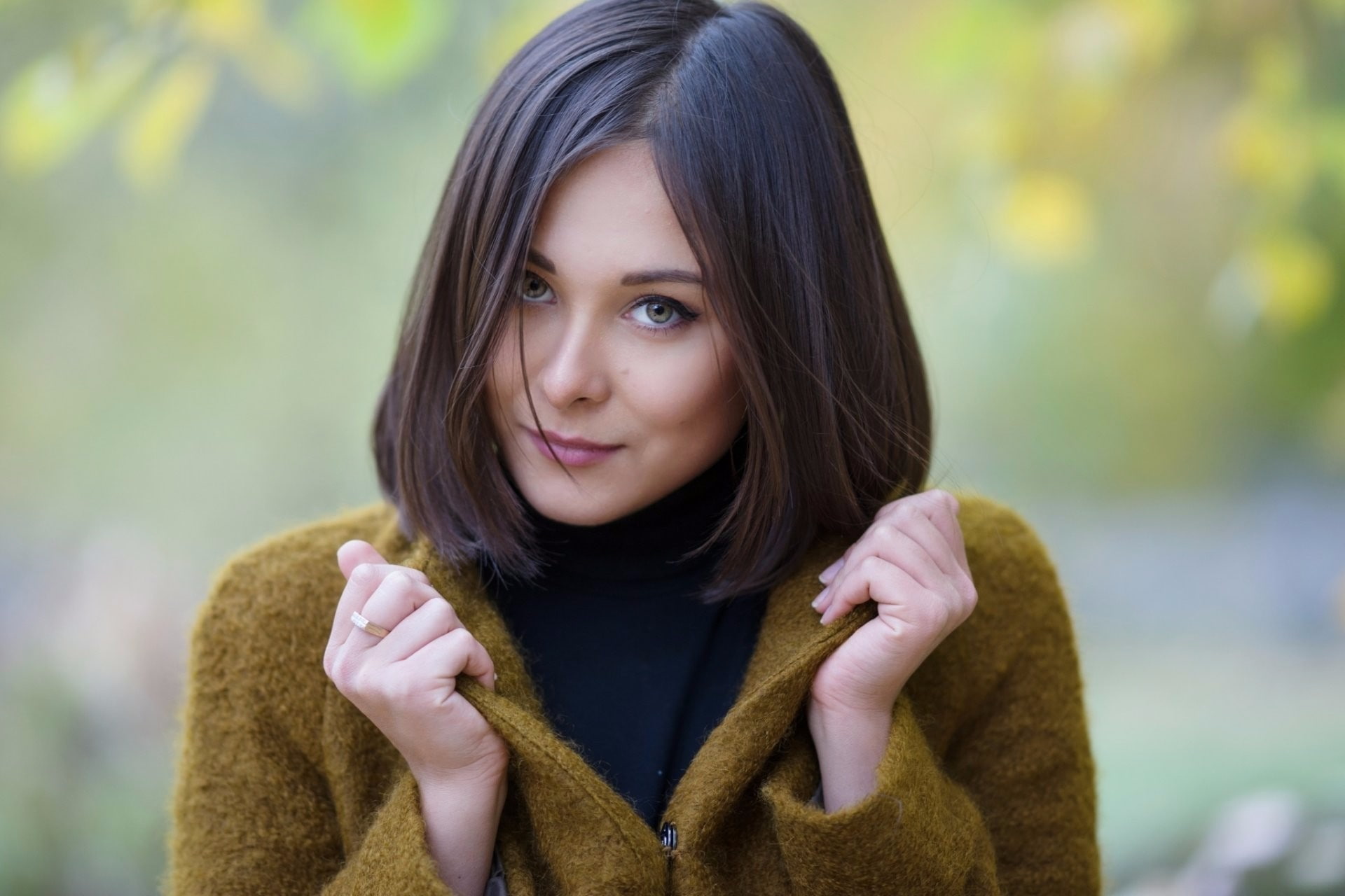 brown hair, 1080P, leisure activity, front view, women, warm clothing, brunette, portrait, scarf, focus on foreground, young women, long hair, beauty, HD Wallpaper