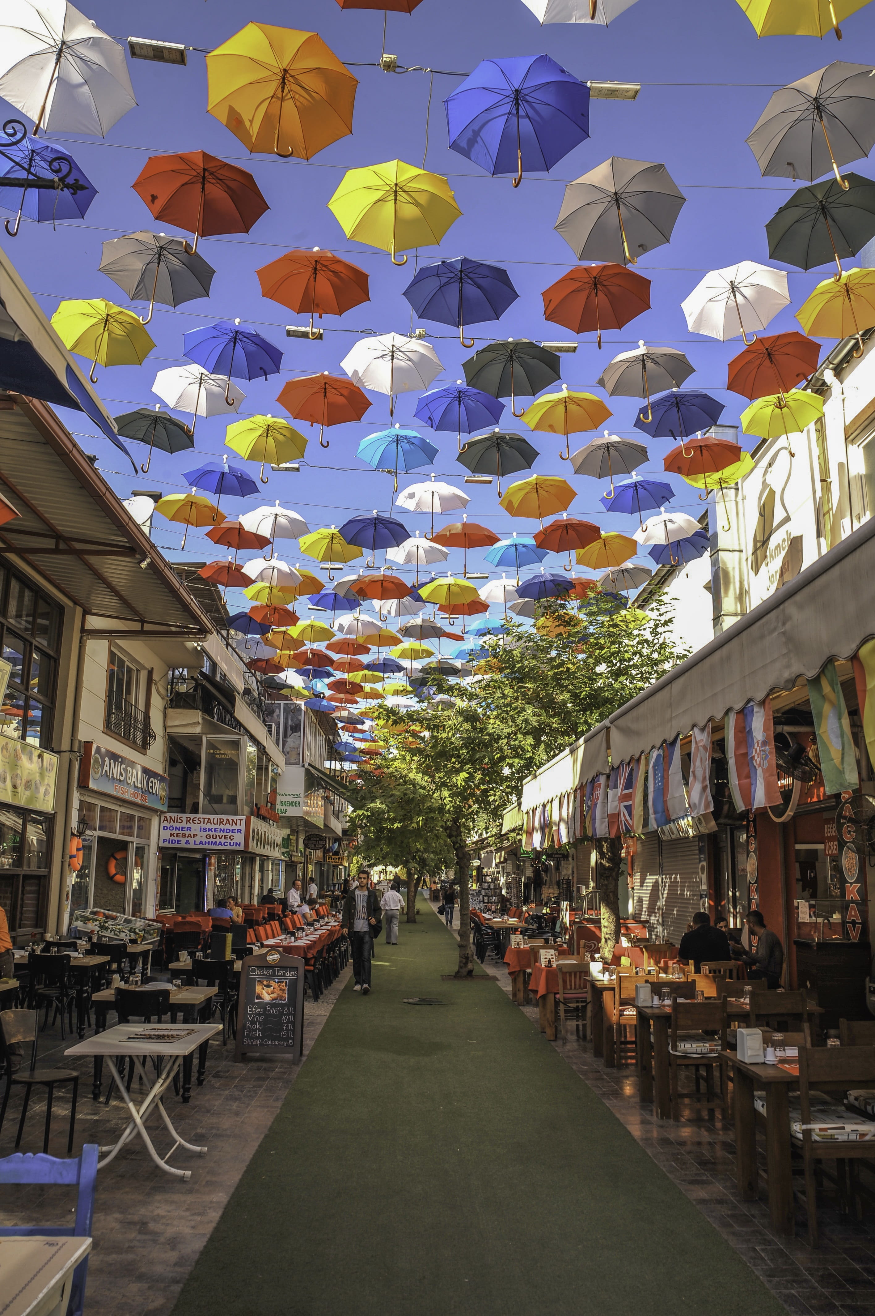 direction, hanging, Street, market, business, floating, 4K, Antalya, in a row, cloud - sky, building, alleyway, built structure, decoration, sky, the way forward, Phone HD Wallpaper