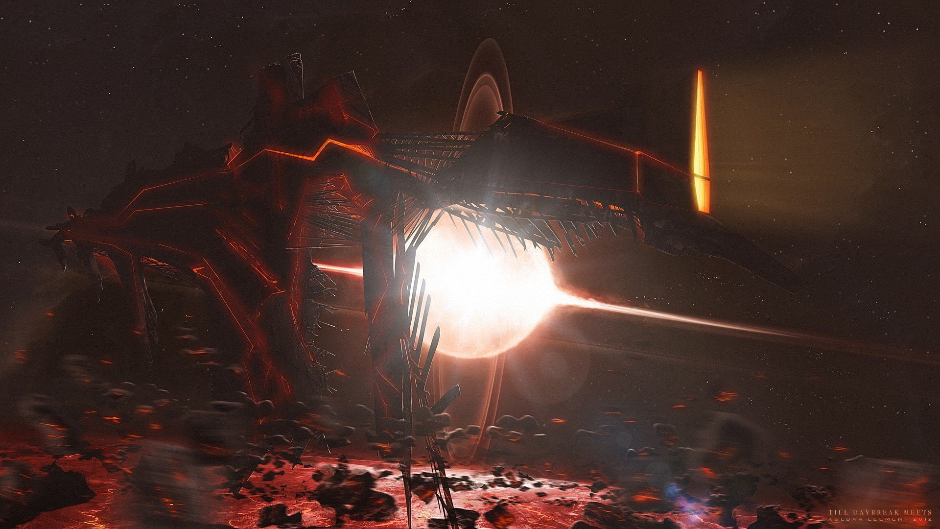 leement, kuldar, science, asteroids, lights, 1080P, fiction, spaceships, HD Wallpaper