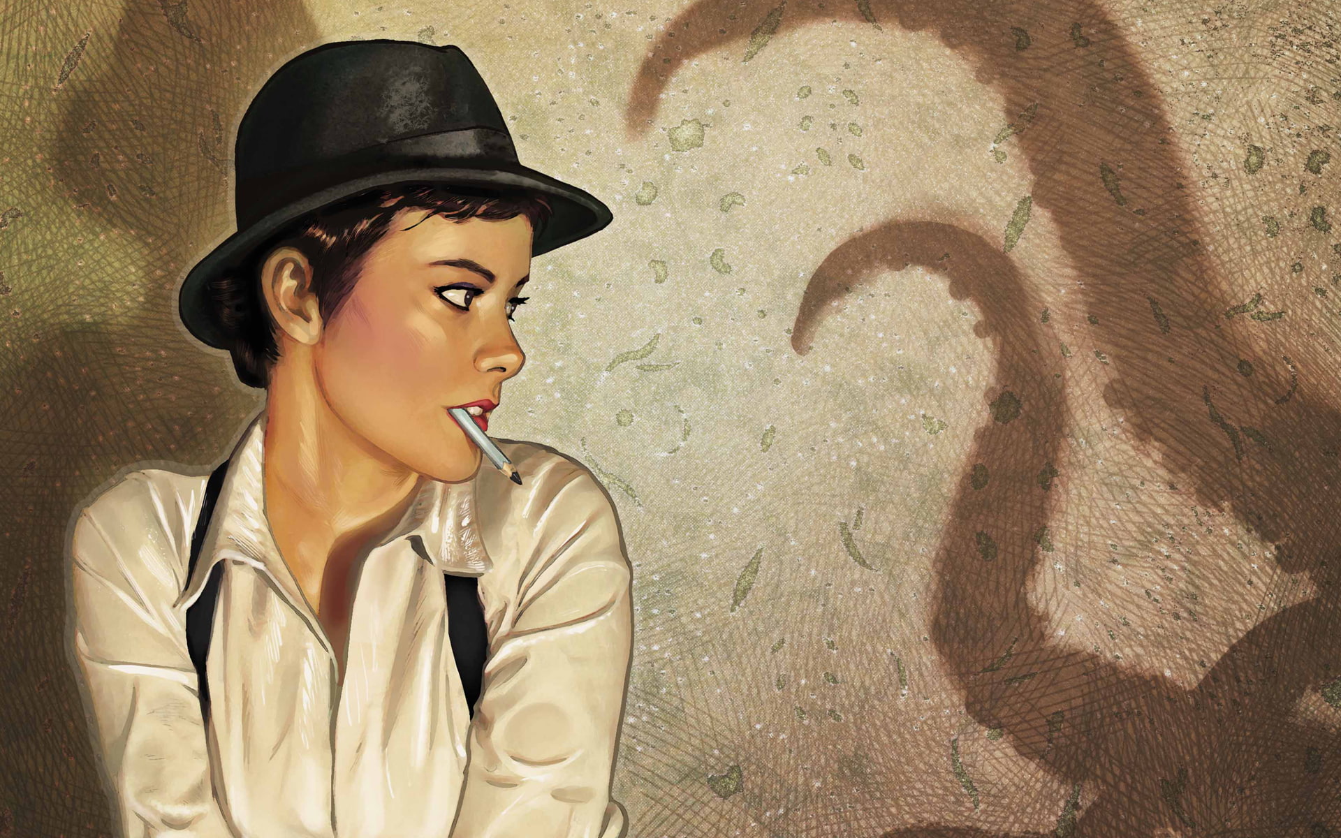 hat, brunette, tentacles, drawing, shadow, cthulhu, hd, digital/artwork, 1080P, HD Wallpaper