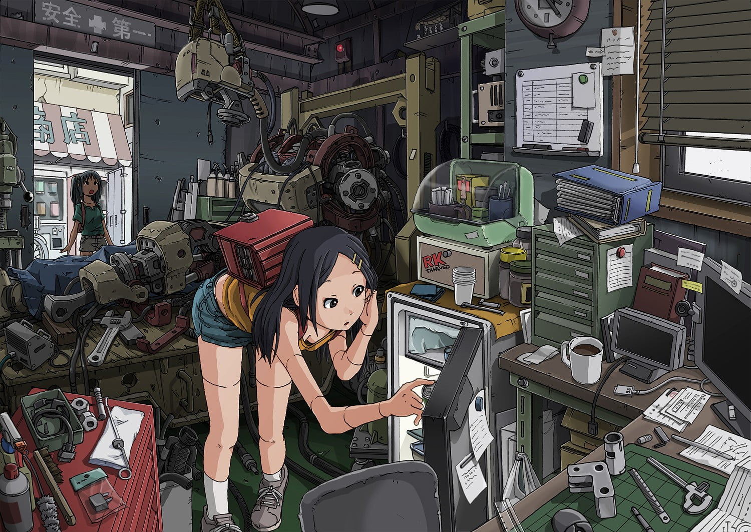 indoors, young adult, anime girls, lifestyles, technology, two people, store, 720P, young women, adult, people, workshops, women, business, real people, HD Wallpaper
