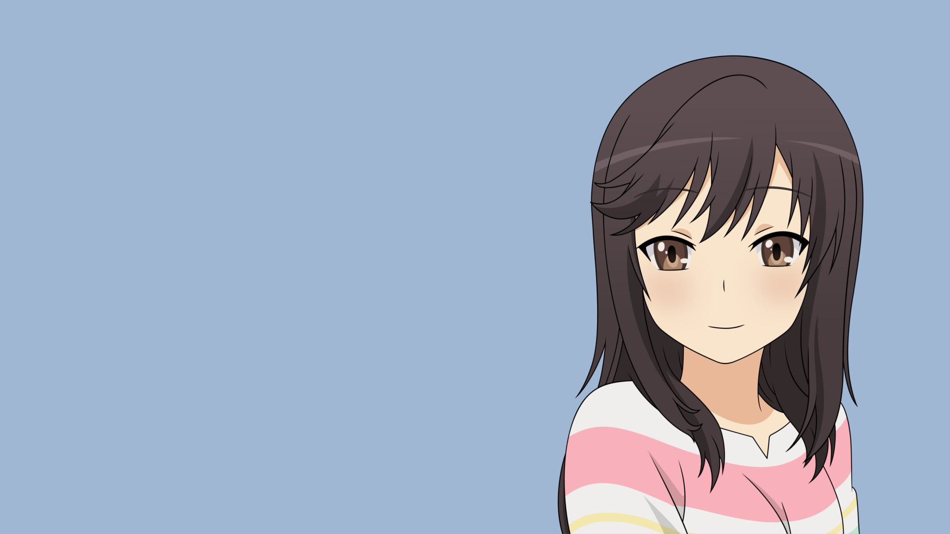 cut out, 1080P, one person, Non Non Biyori, women, lifestyles, blue background, blue, copy space, day, leisure activity, young women, clear sky, colored background, HD Wallpaper