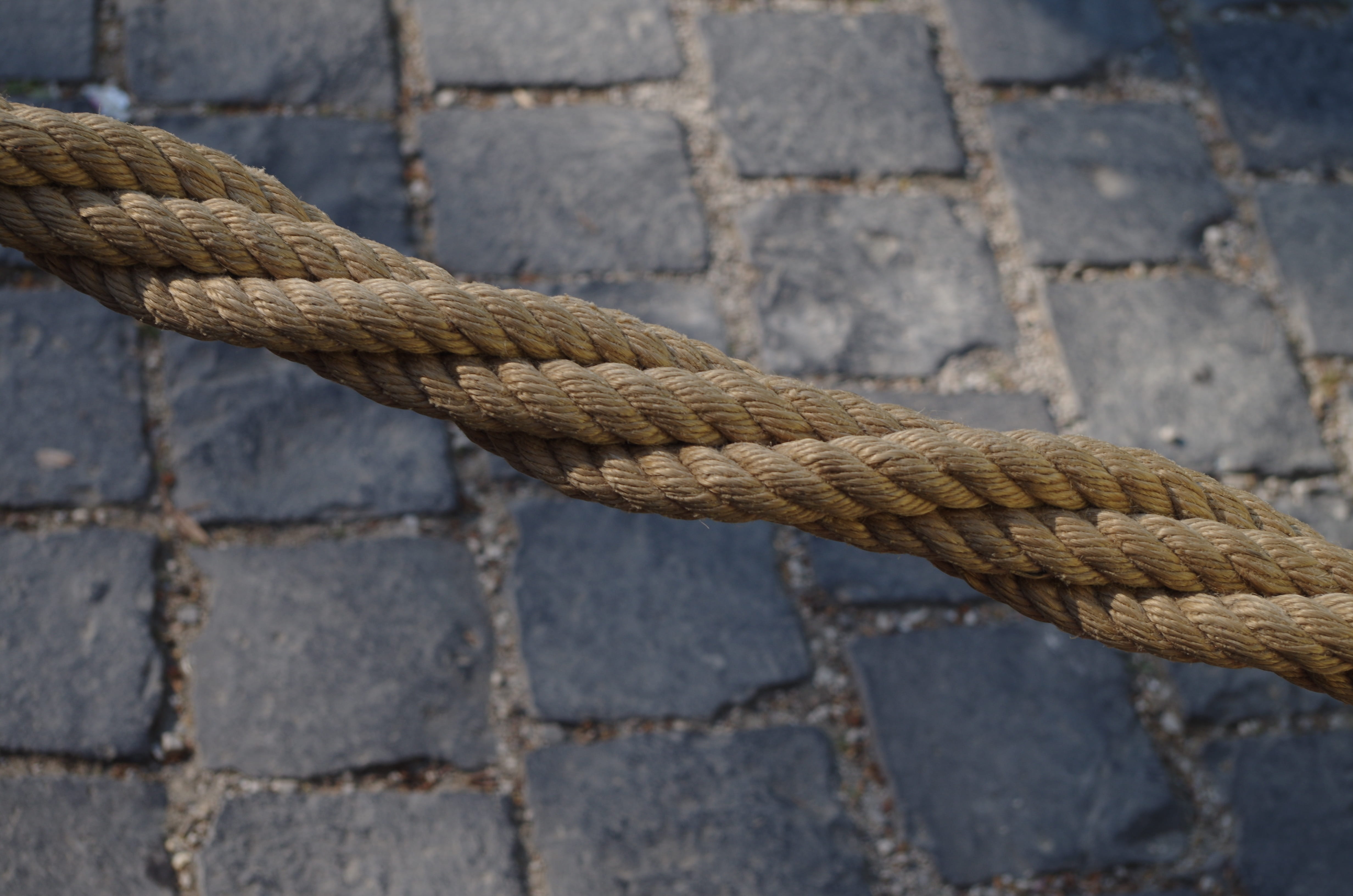 wicker, 4K, close-up, strength, outdoors, basket, Rope, twisted, focus on foreground, cobblestone, wall - building feature, metal, pattern, no people, HD Wallpaper