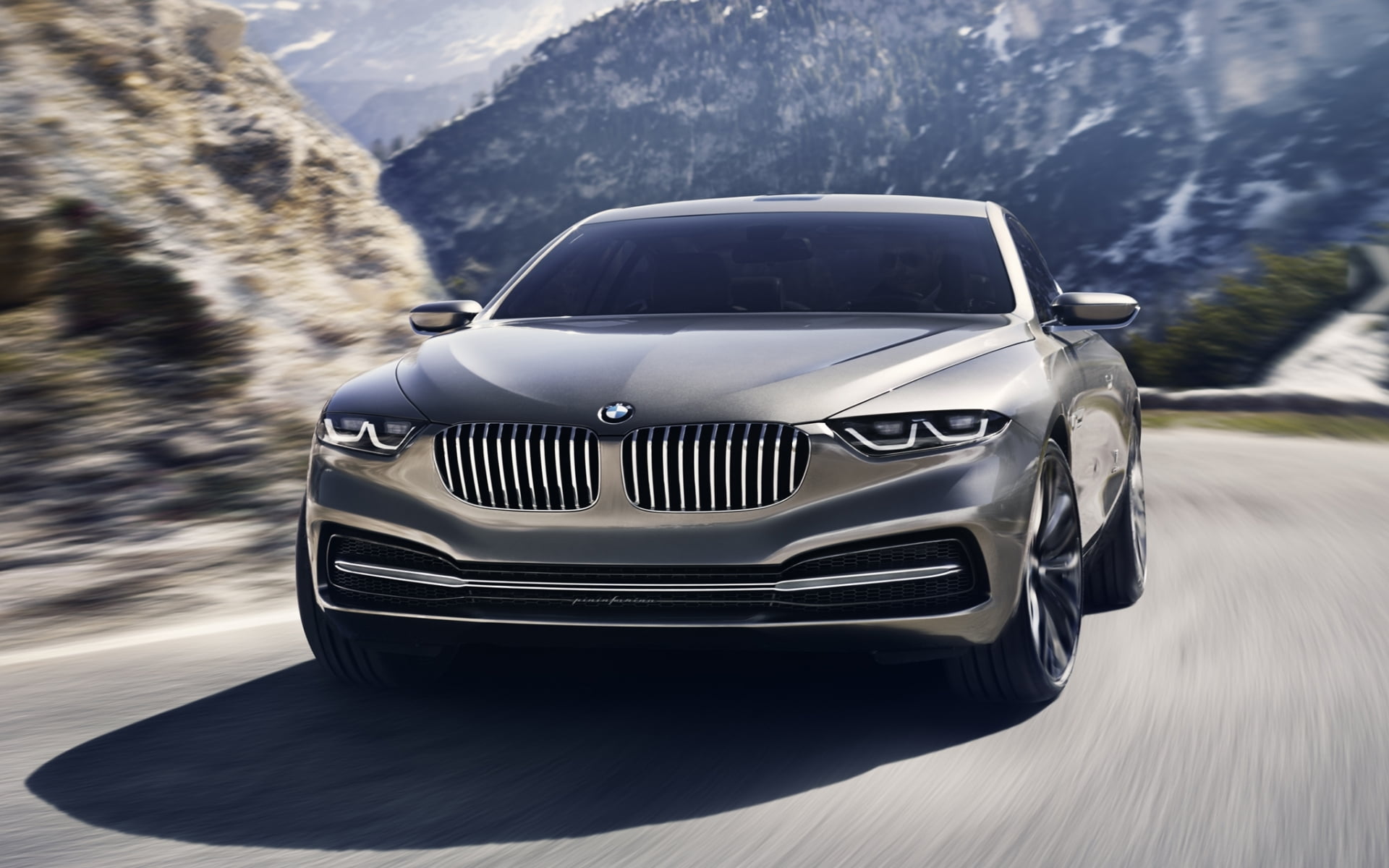 Gran Lusso, mountain range, motion, outdoors, blurred motion, travel, reflection, Coupe, car, motor vehicle, background, no people, day, focus on foreground, HD Wallpaper