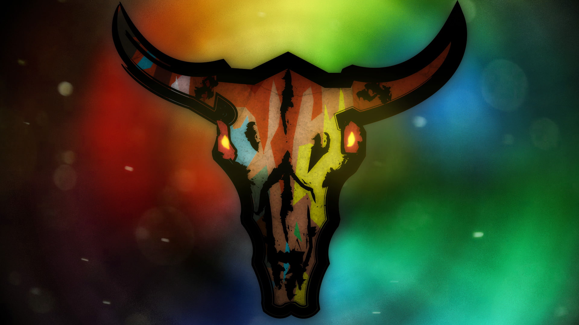 Artistic, Colorful, Skull, Cow, Animal, 1080P, HD Wallpaper