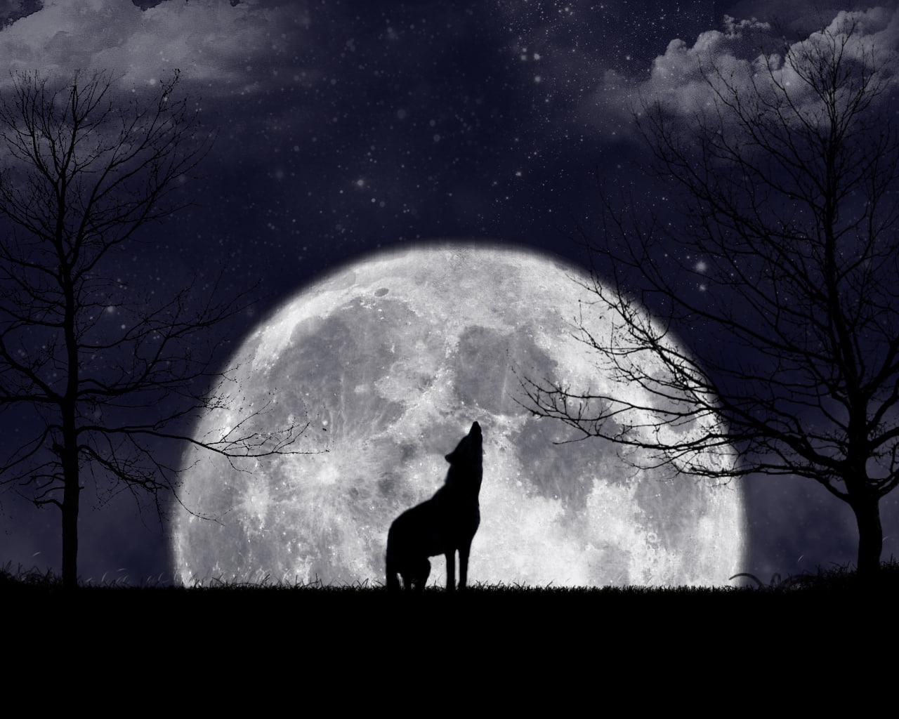 moons, 720P, space, Moon, hd, wolves, art, x, HD Wallpaper