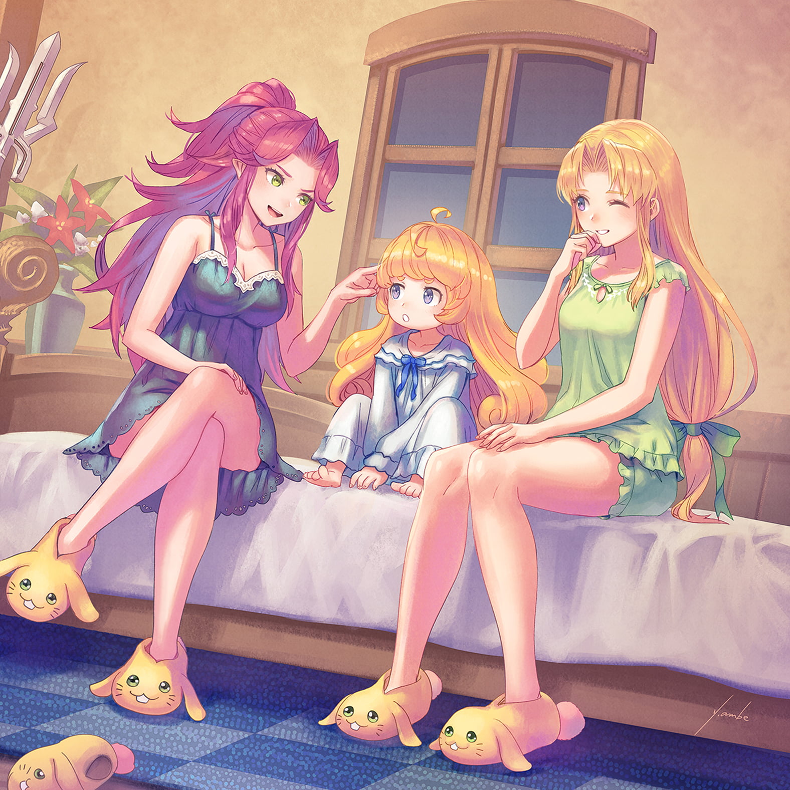 Charlotte (Trials of Mana), Riesz (Trials of Mana), Angela (Trials of Mana), 720P, artwork, Yoshiro Ambe, Trials of Mana, Phone HD Wallpaper