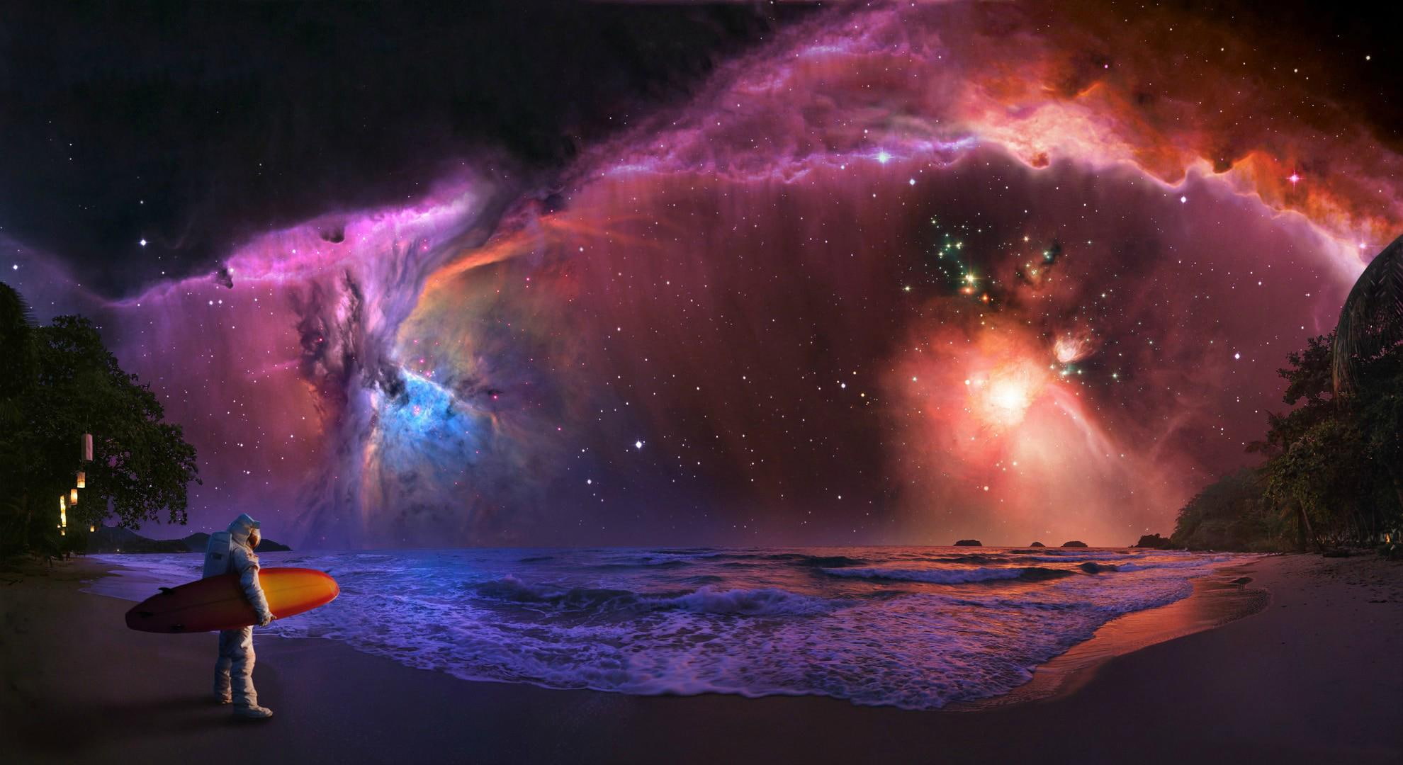 3d and abstract, alone, ocean, 1080P, surf, cosmic, abstract, HD Wallpaper