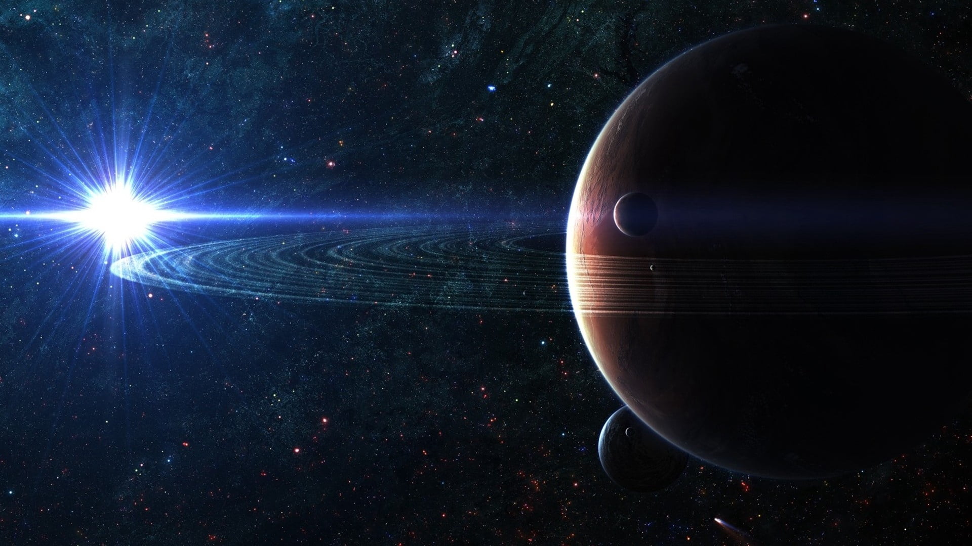 sphere, space Exploration, star - Space, technology, 1080P, lighting equipment, planet, illuminated, galaxy, no people, glowing, milky Way, light beam, HD Wallpaper