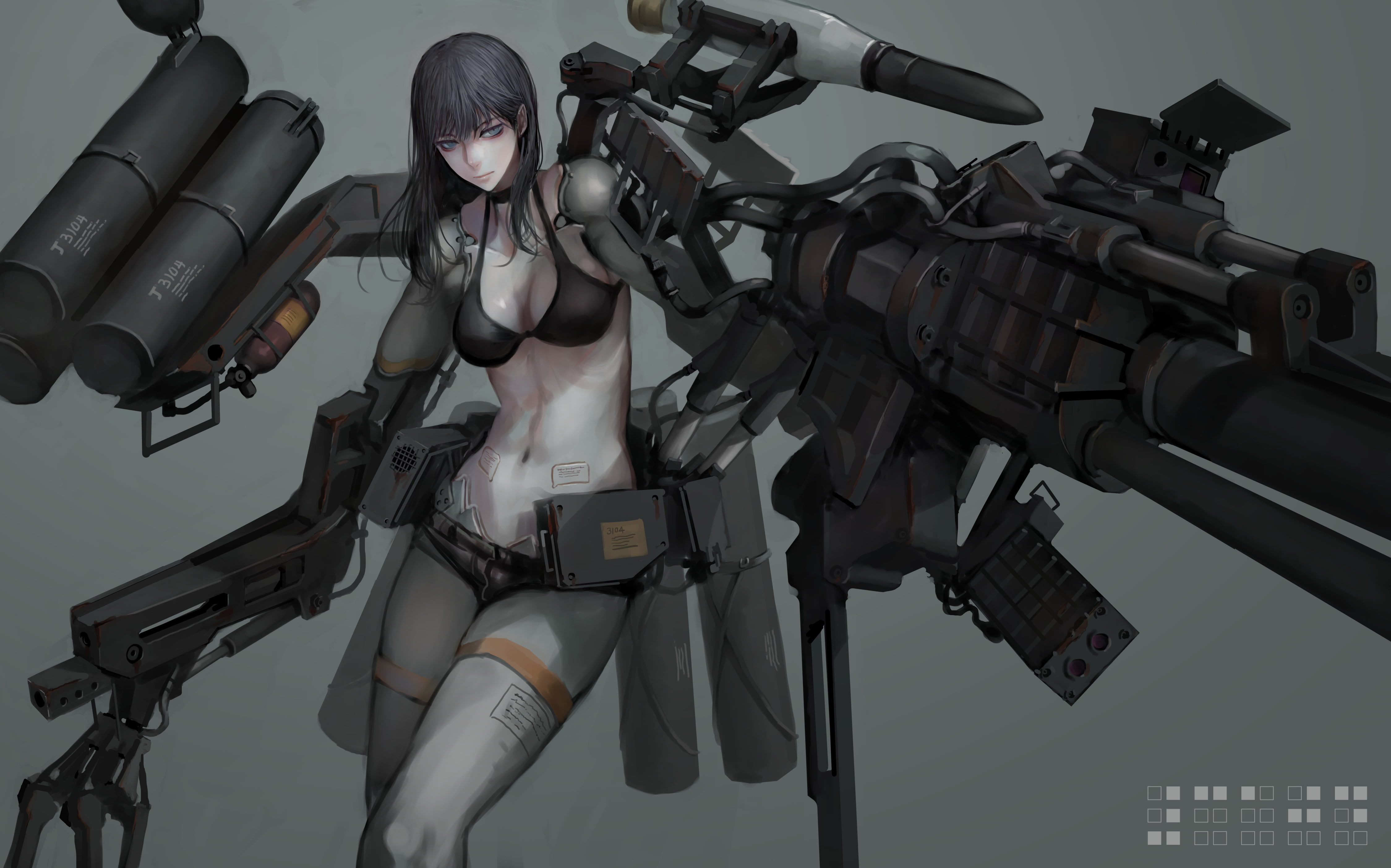 com, konachan, original, 4K, mechagirl, weapon, 253732, jittsu, HD Wallpaper