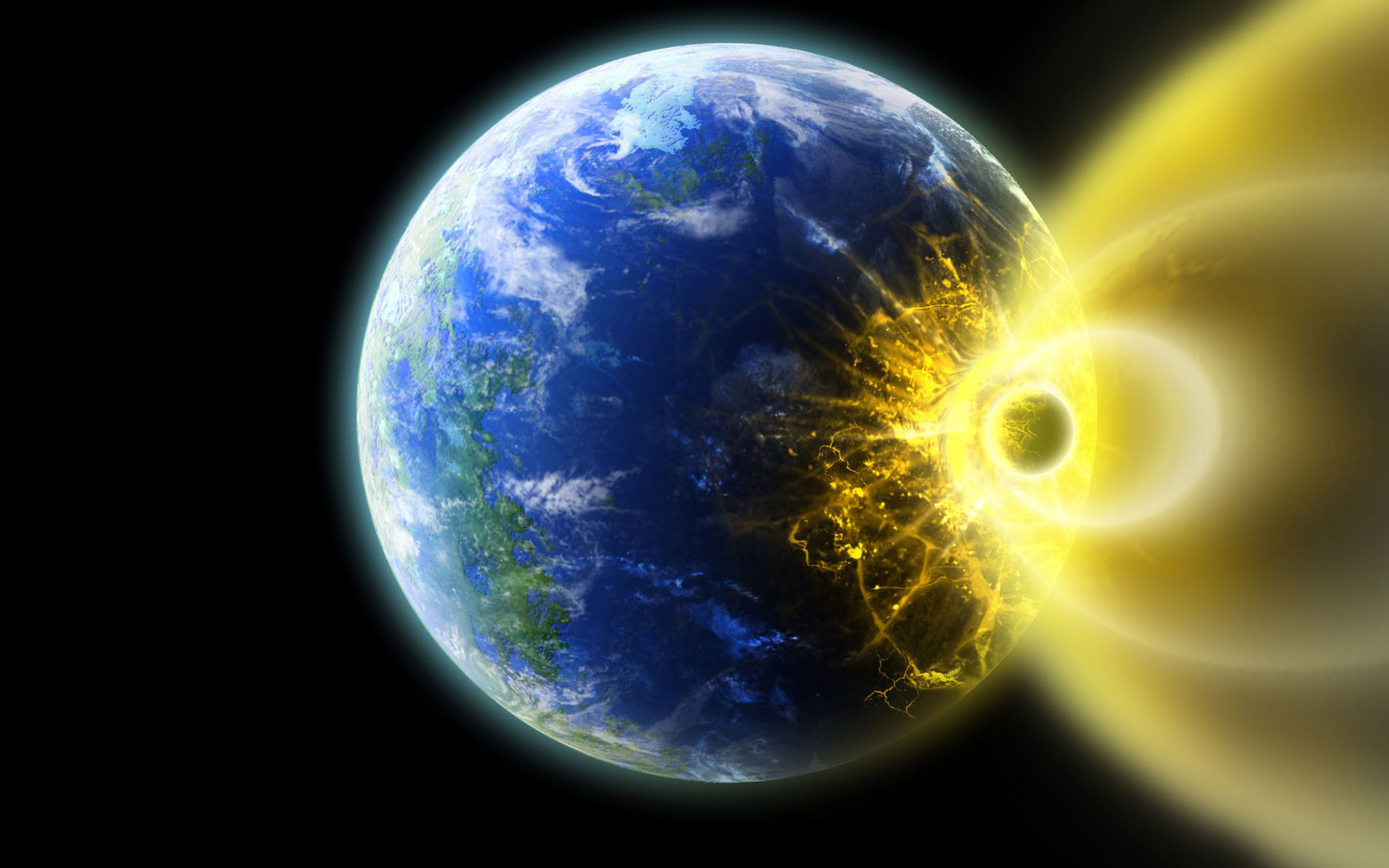 hd, atmosphere, apocalypse, star - space, black background, planet earth, global communications, shape, nature, planet, astronomy, explosion, end, eclipse, HD Wallpaper