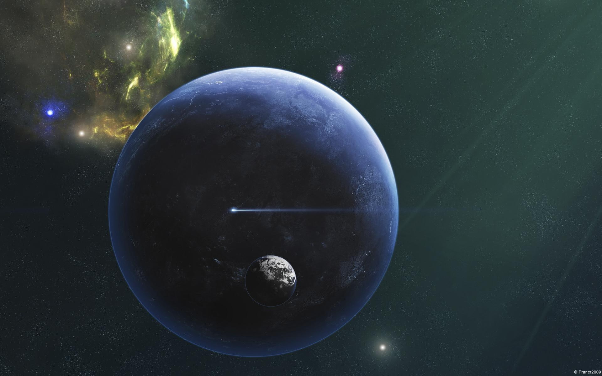 planet, satellites, sky, 1080P, space, HD Wallpaper