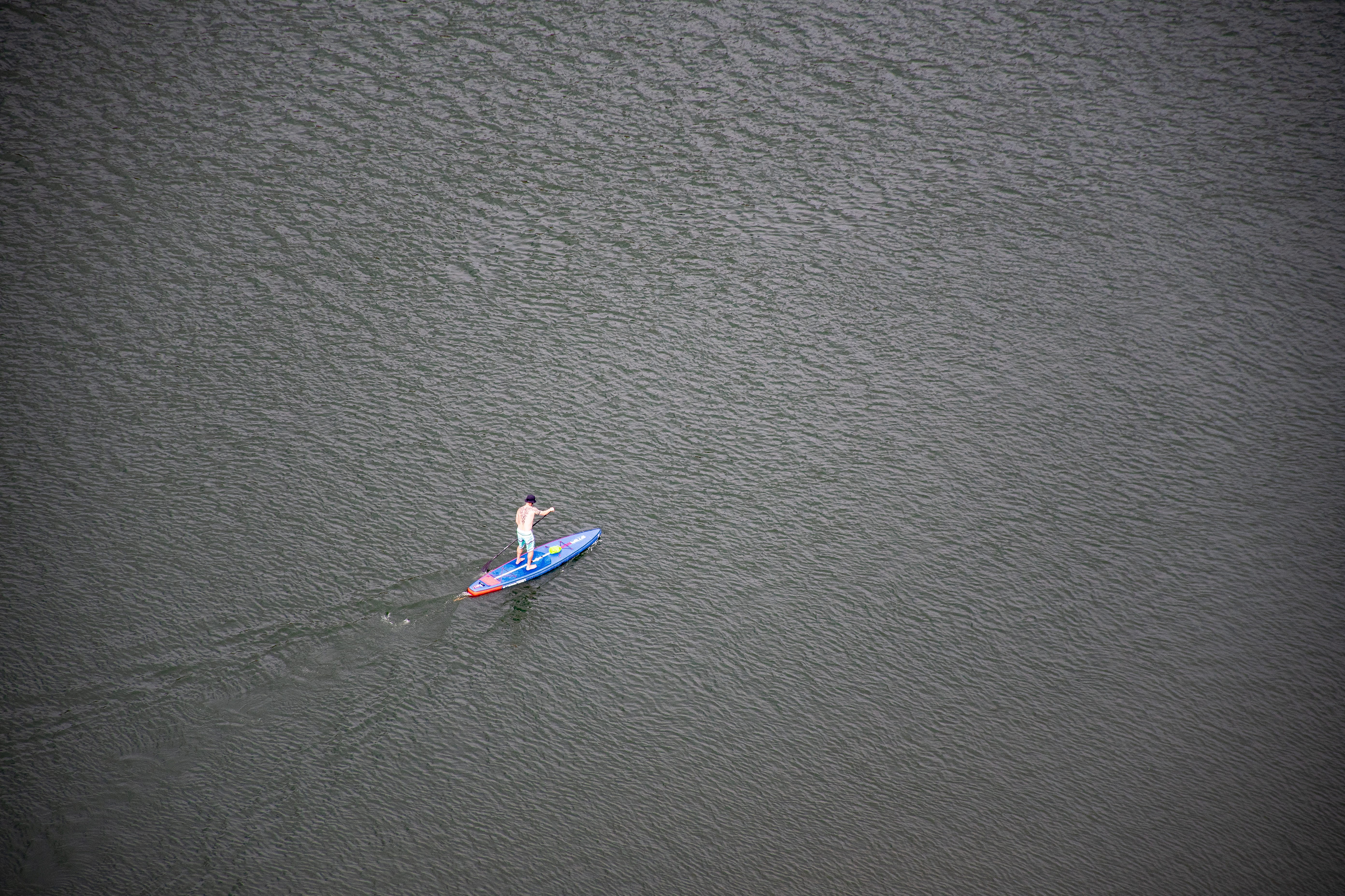 tranquility, waterfront, 5K, day, man, water sports, one person, leisure activity, water, sport, high angle view, sup, outdoors, wear, birds eye view, HD Wallpaper
